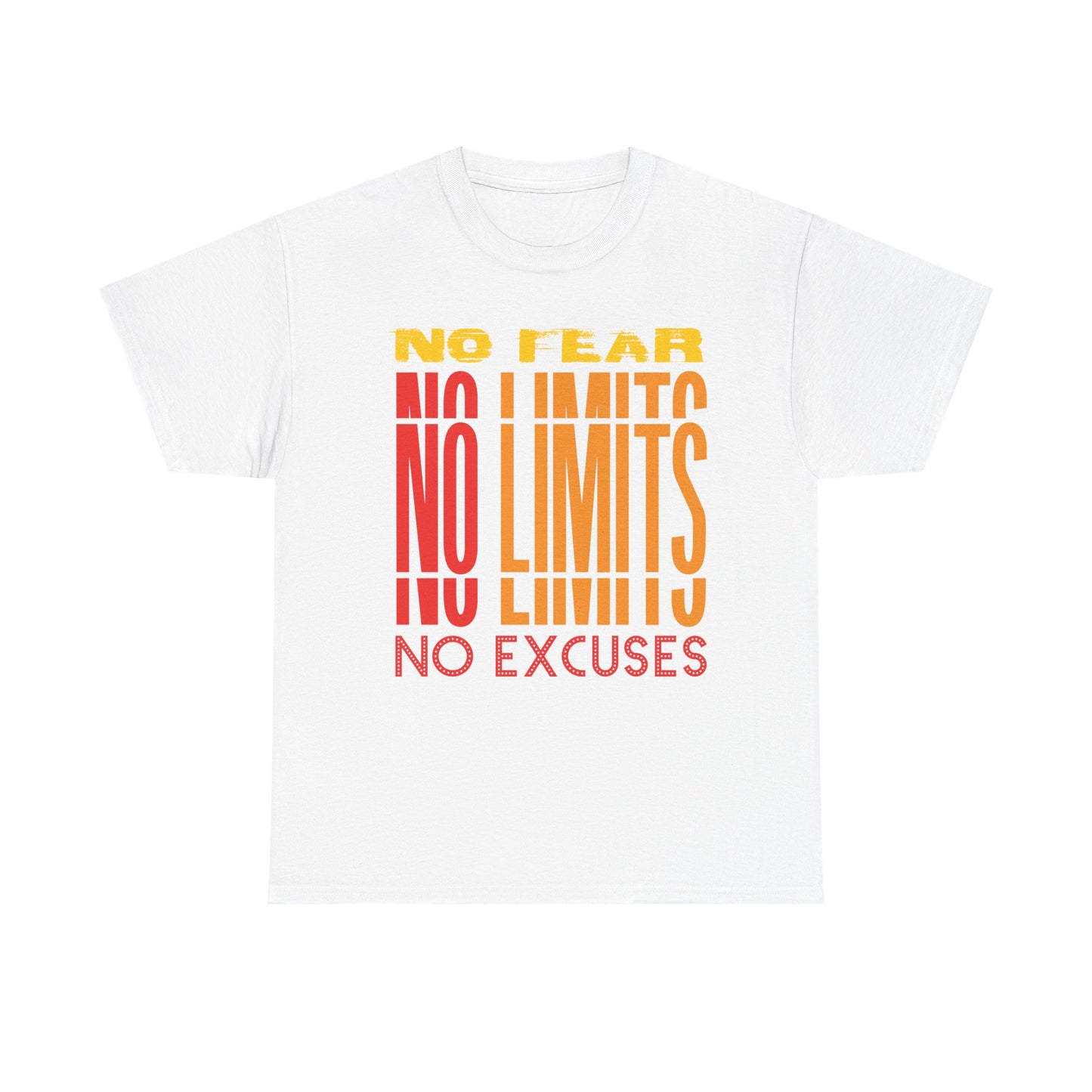 Motivational Unisex Heavy Cotton Tee - "No Fear, No Limits, No Excuses"