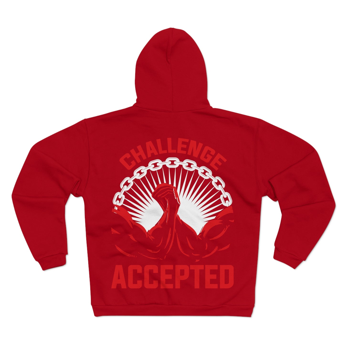 Motivational Unisex Hooded Zip Sweatshirt - 'Challenge Accepted' Fitness Hoodie