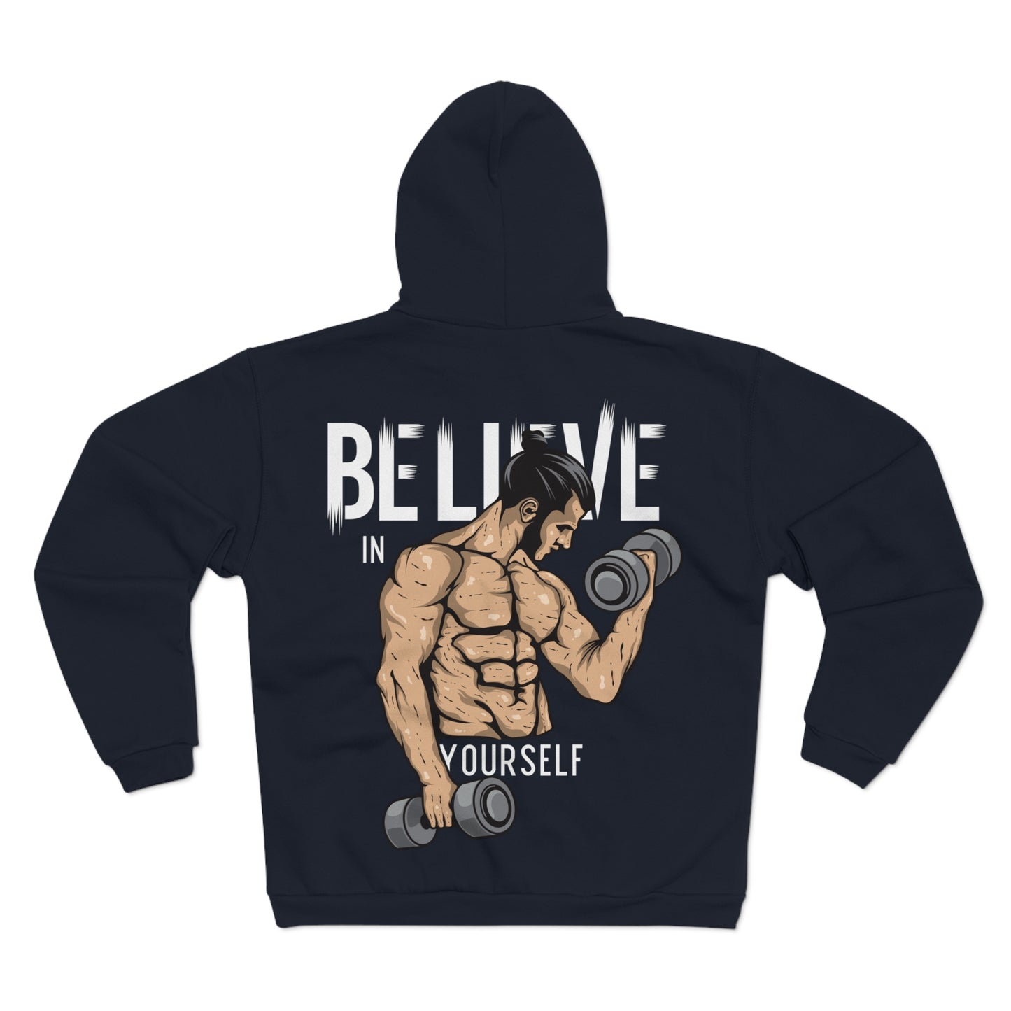 Motivational Unisex Hooded Zip Sweatshirt - "Believe in Yourself" Gym Apparel