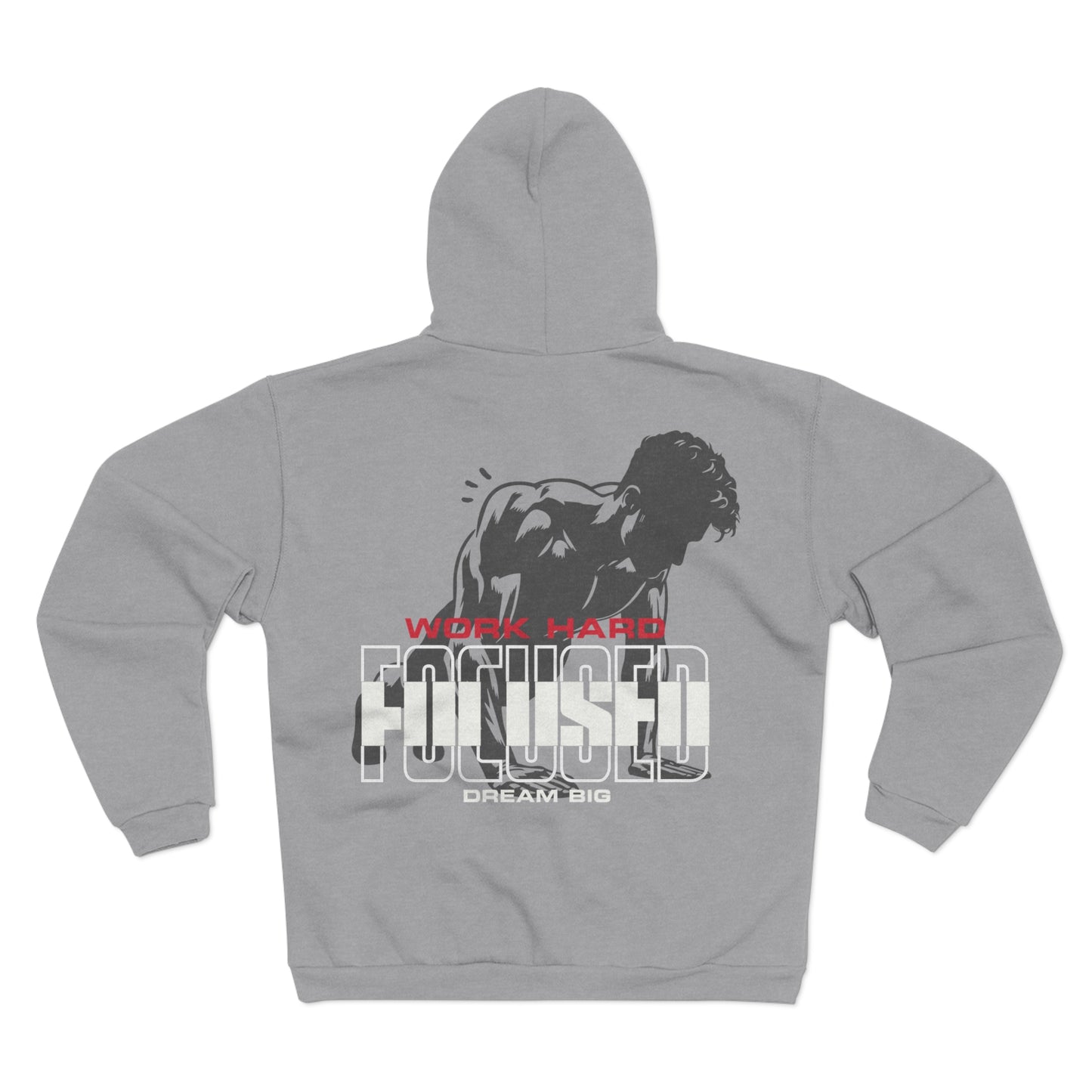 Motivational Unisex Hooded Zip Sweatshirt - 'Work Hard, Dream Big'