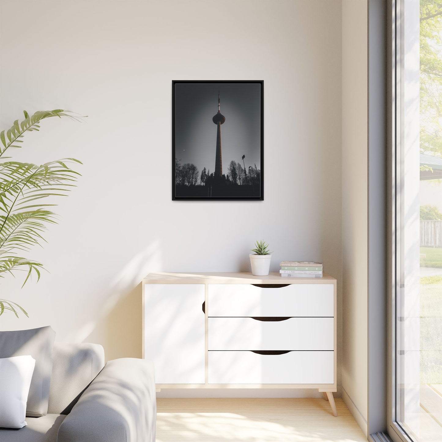 TV Tower Matte Canvas, Framed (Multi-color)