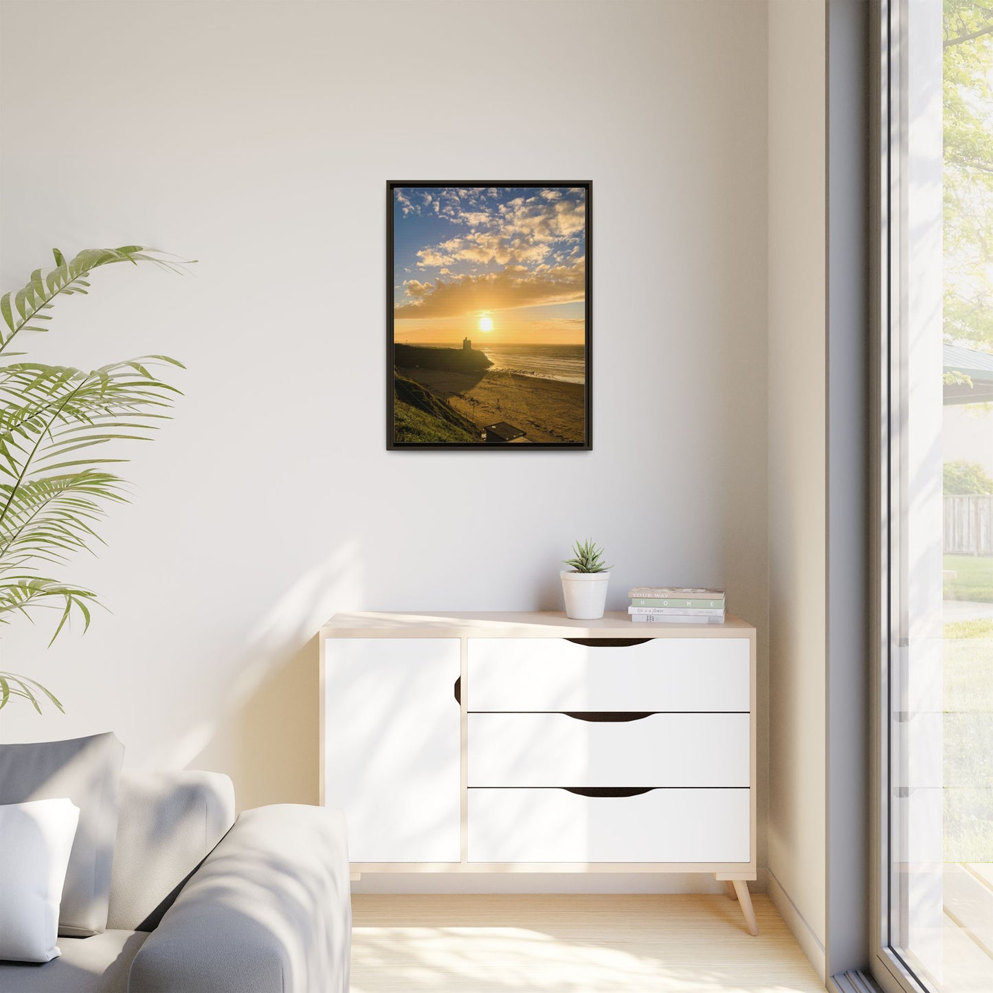 Ballybunion Sunset Castle Matte Canvas, Framed (Multi-color)