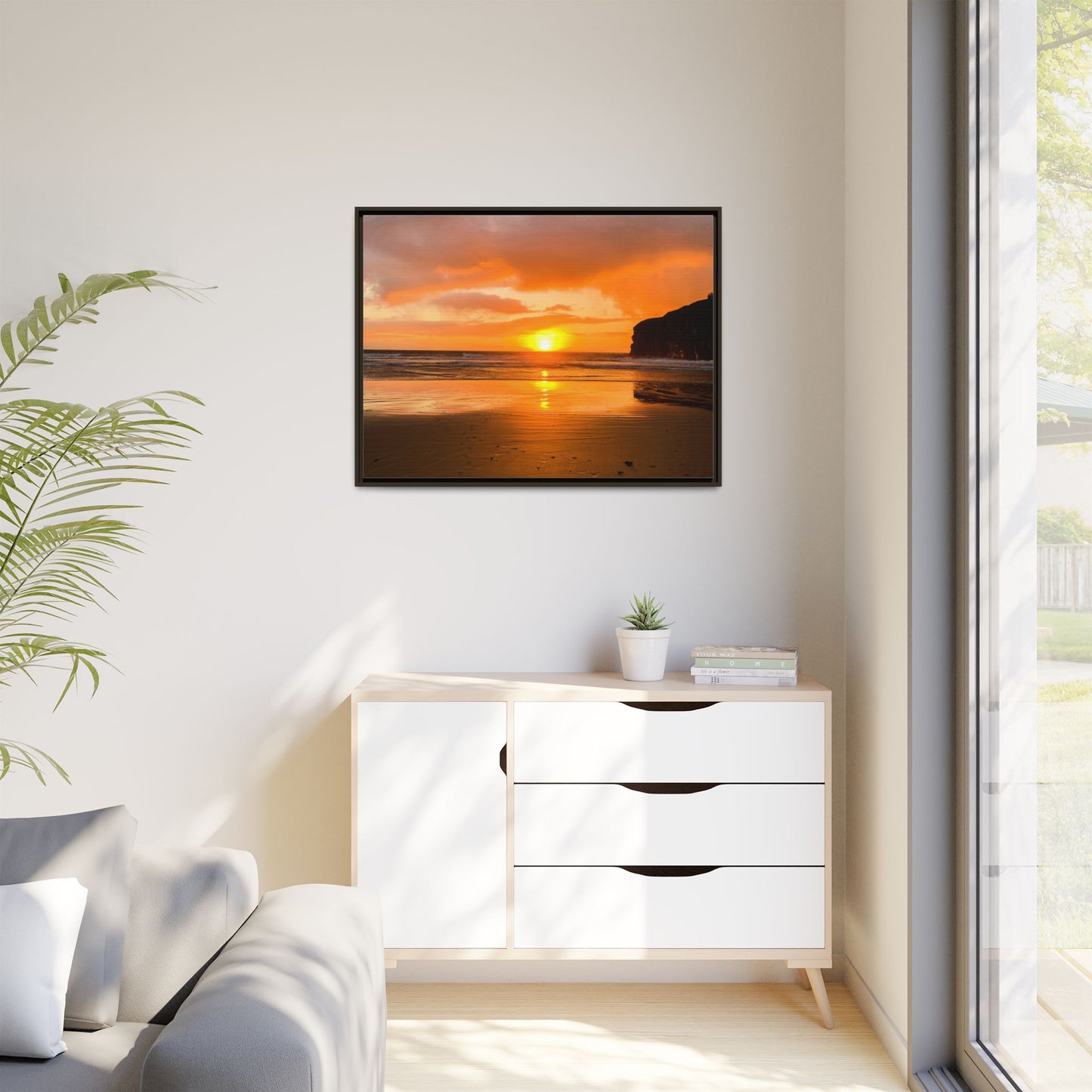 Sunset in Ballybunion Matte Canvas, Framed (Multi-color)