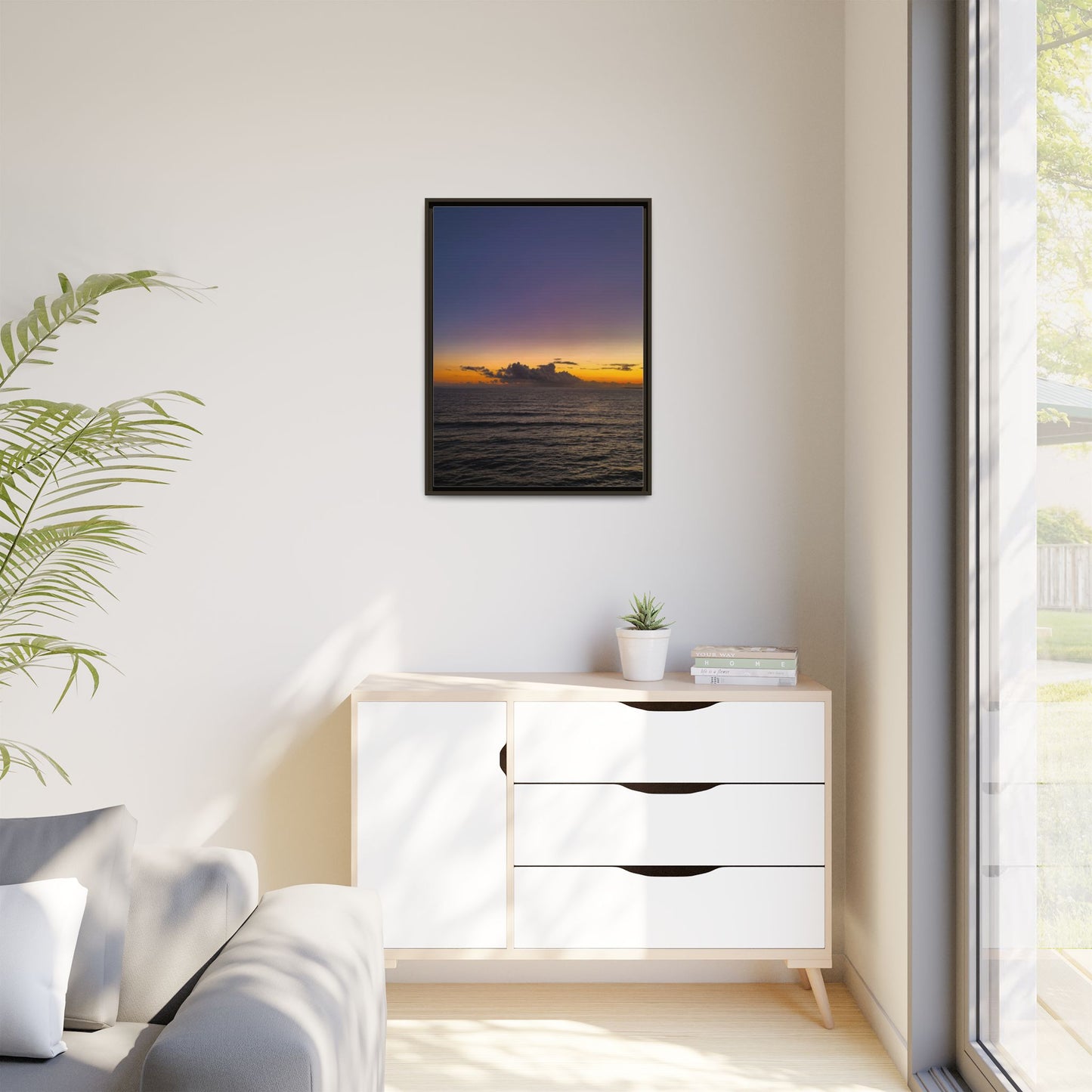 Sunset in Ocean 2 Matte Canvas, Framed (Multi-color)