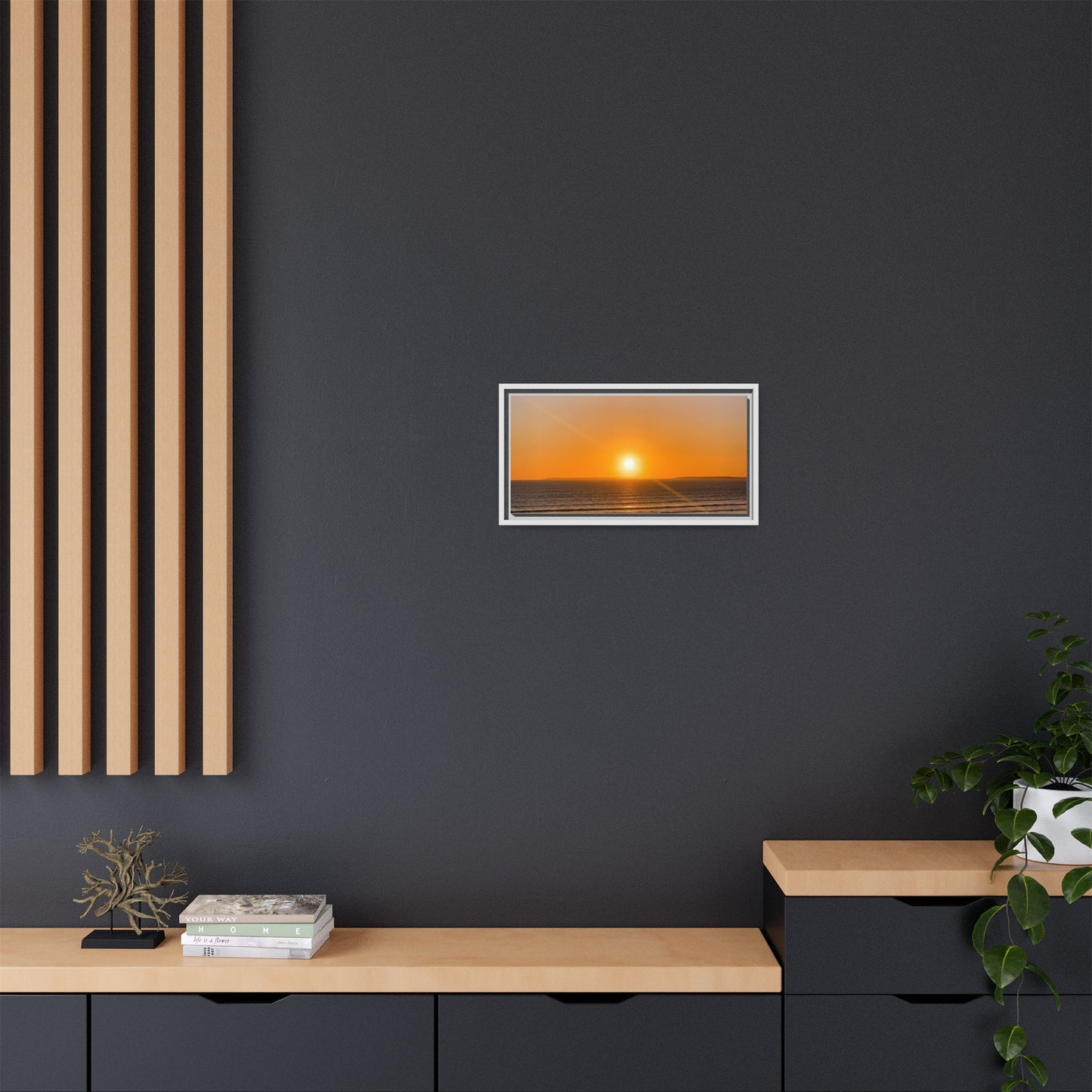 Sunset in Ocean Matte Canvas, Framed (Multi-color)