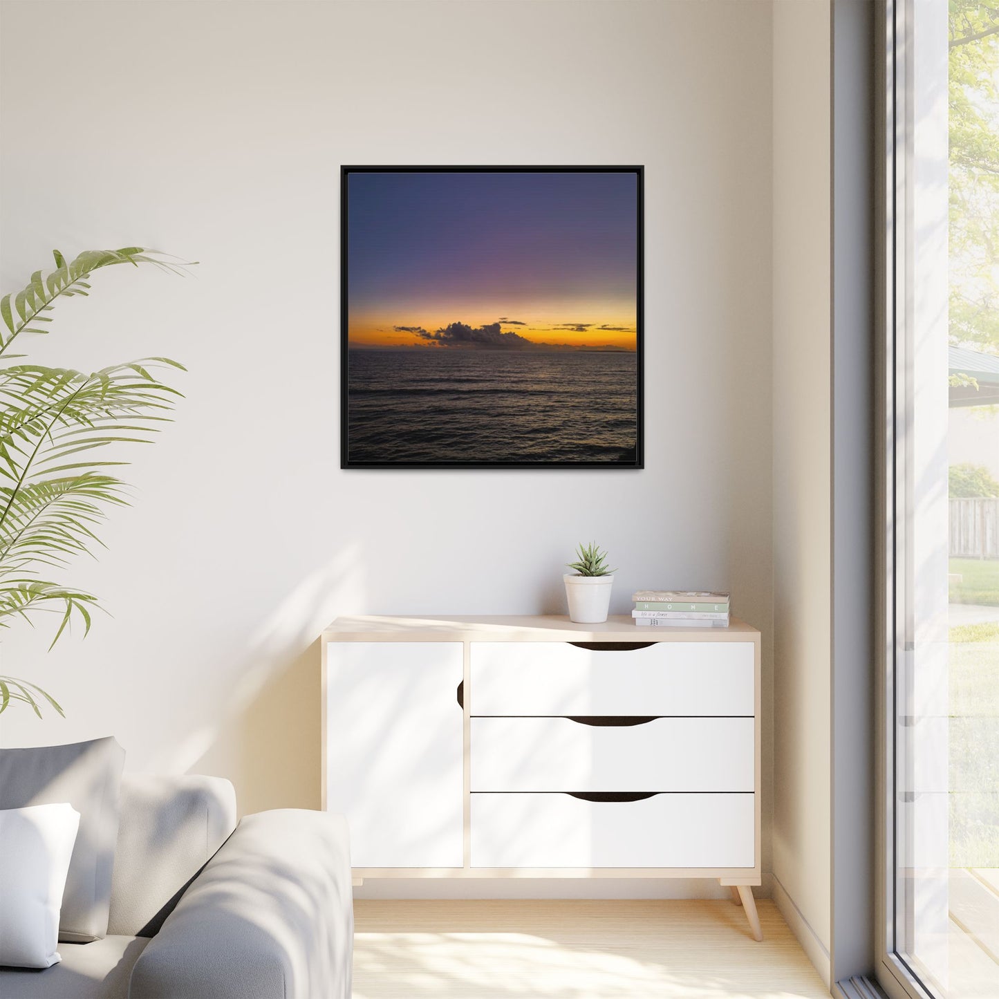 Sunset in Ocean 2 Matte Canvas, Framed (Multi-color)