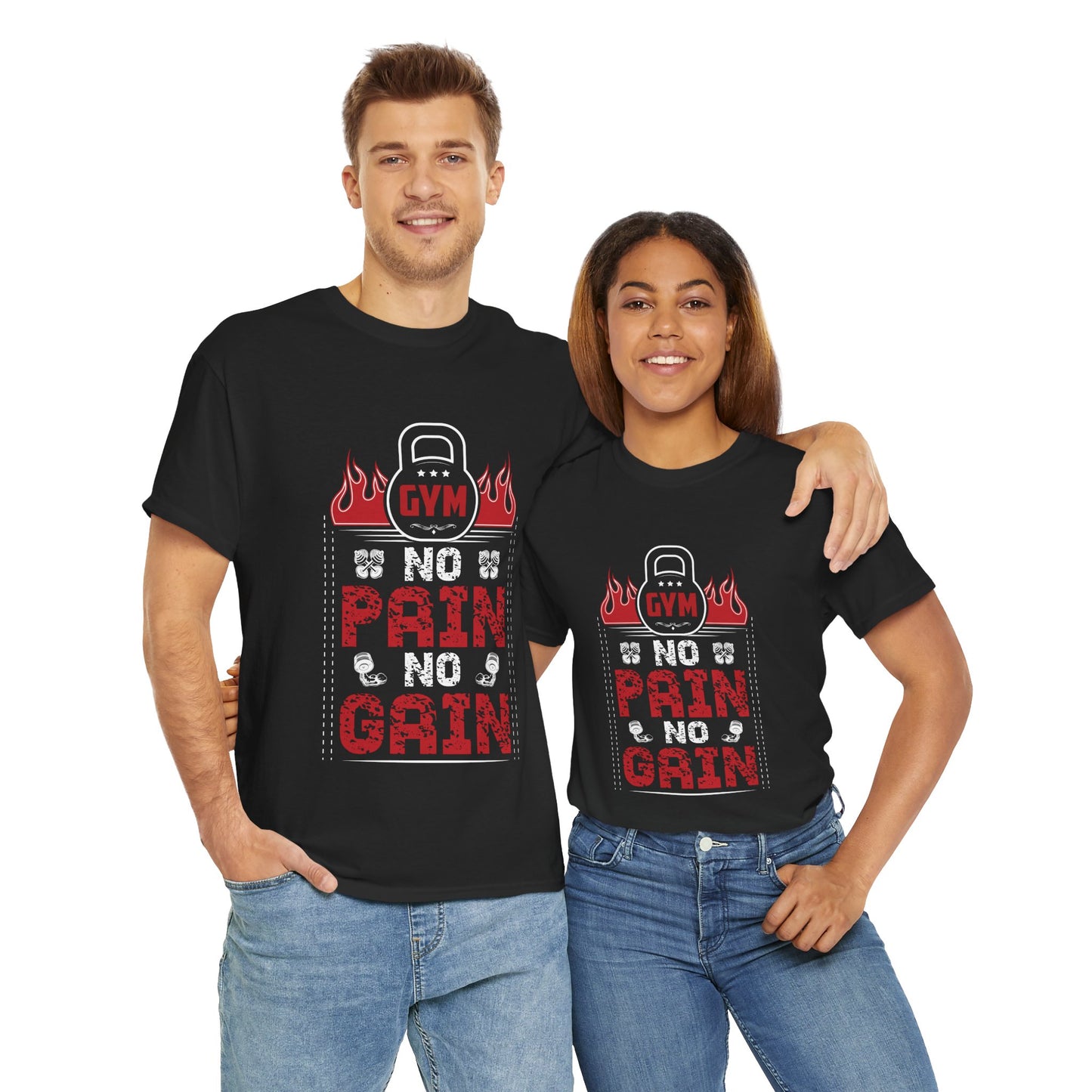No Pain No Gain Gym Tee - Unisex Heavy Cotton Fitness Shirt