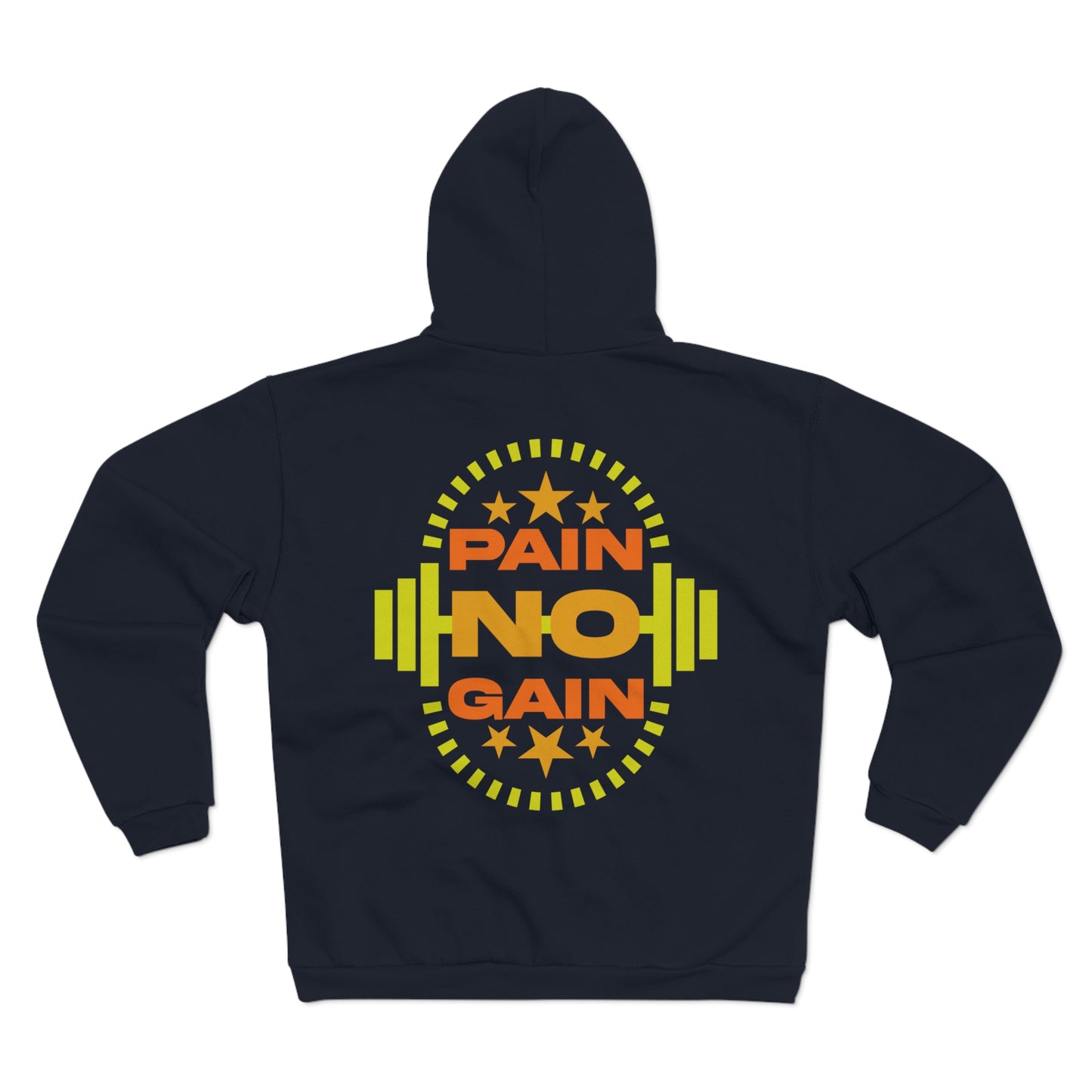 Motivational Pain No Gain Zip Hoodie for Fitness Enthusiasts