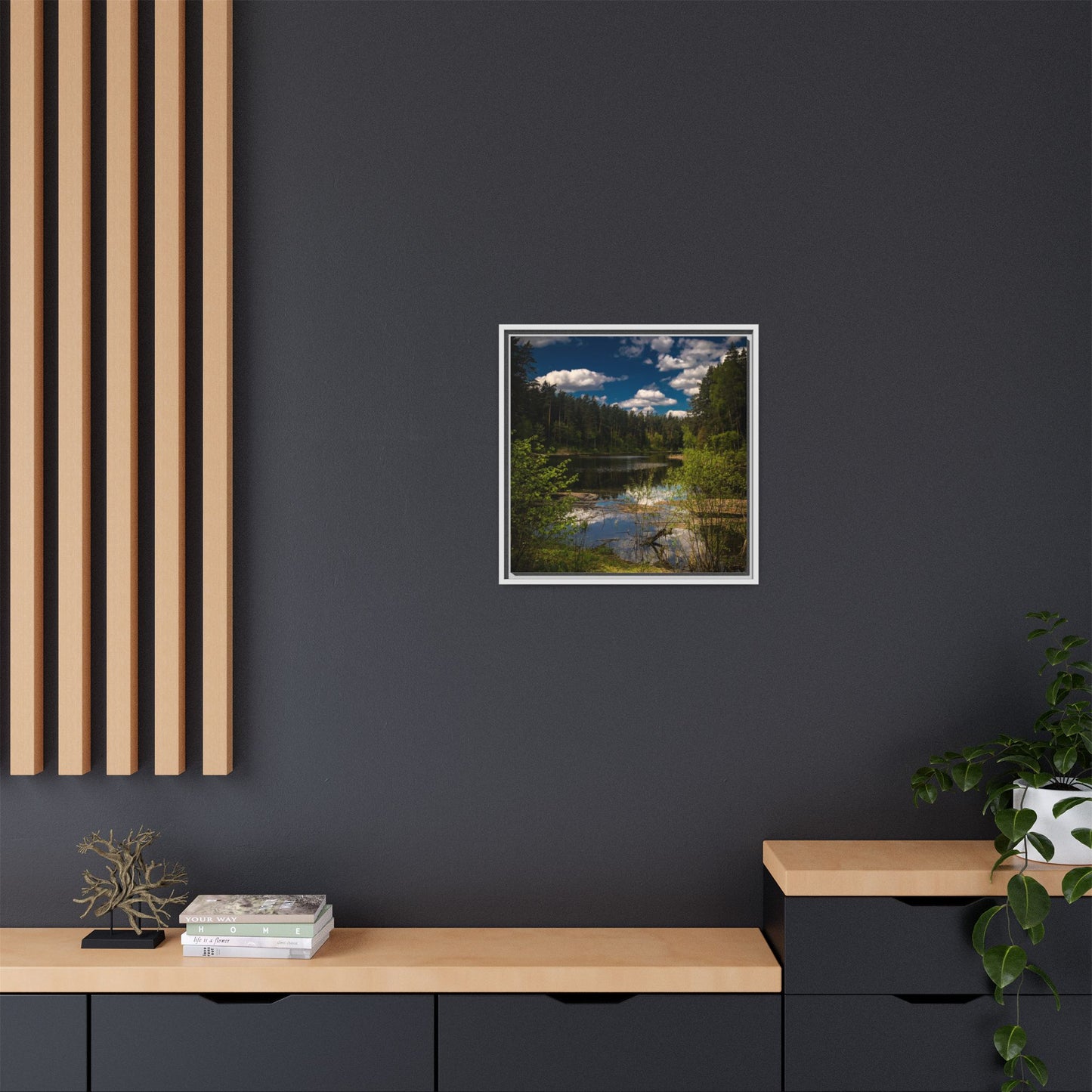 Vilnius Lake Matte Canvas, Framed (Multi-color)