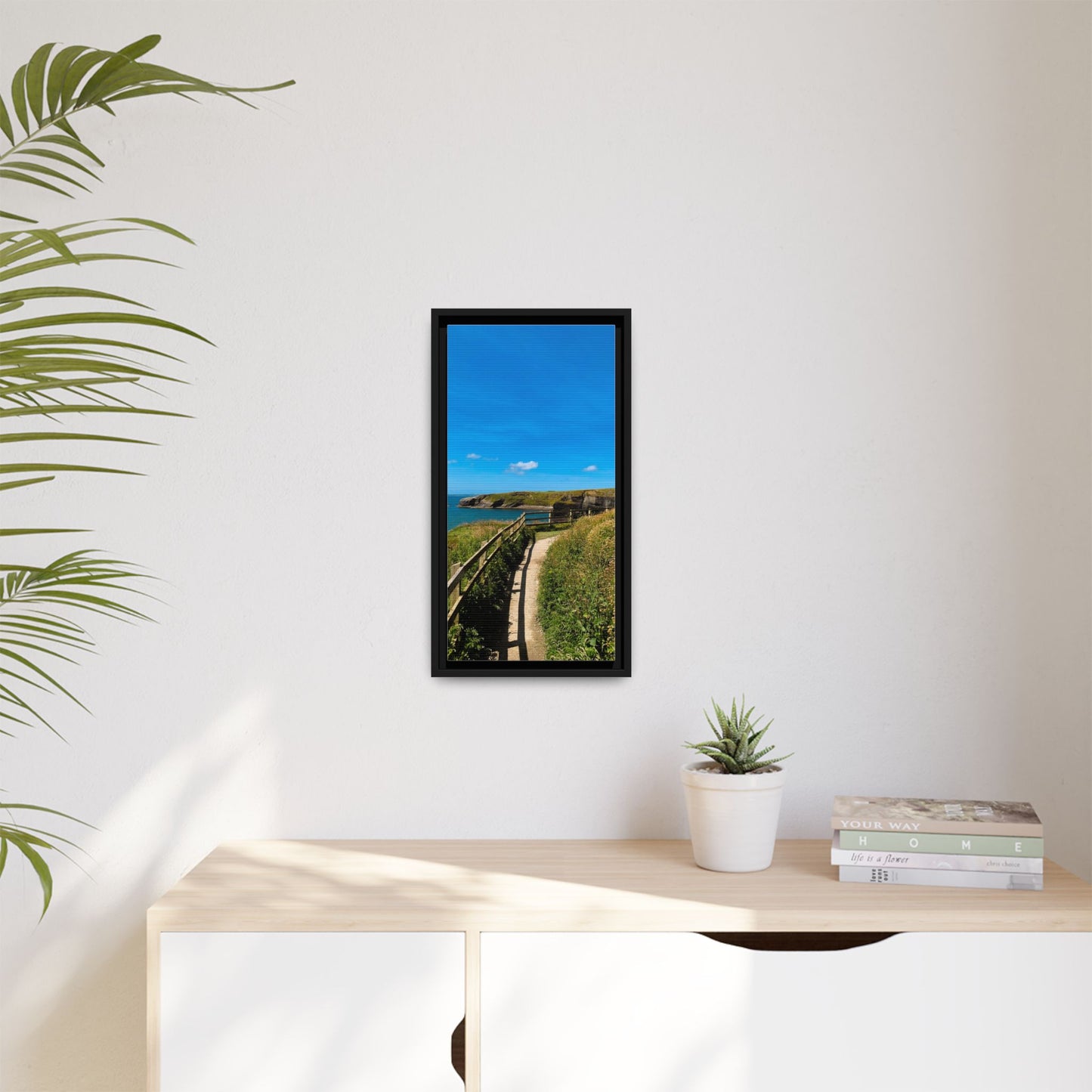 Cliff Trail Ballybunion Matte Canvas, Framed (Multi-color)
