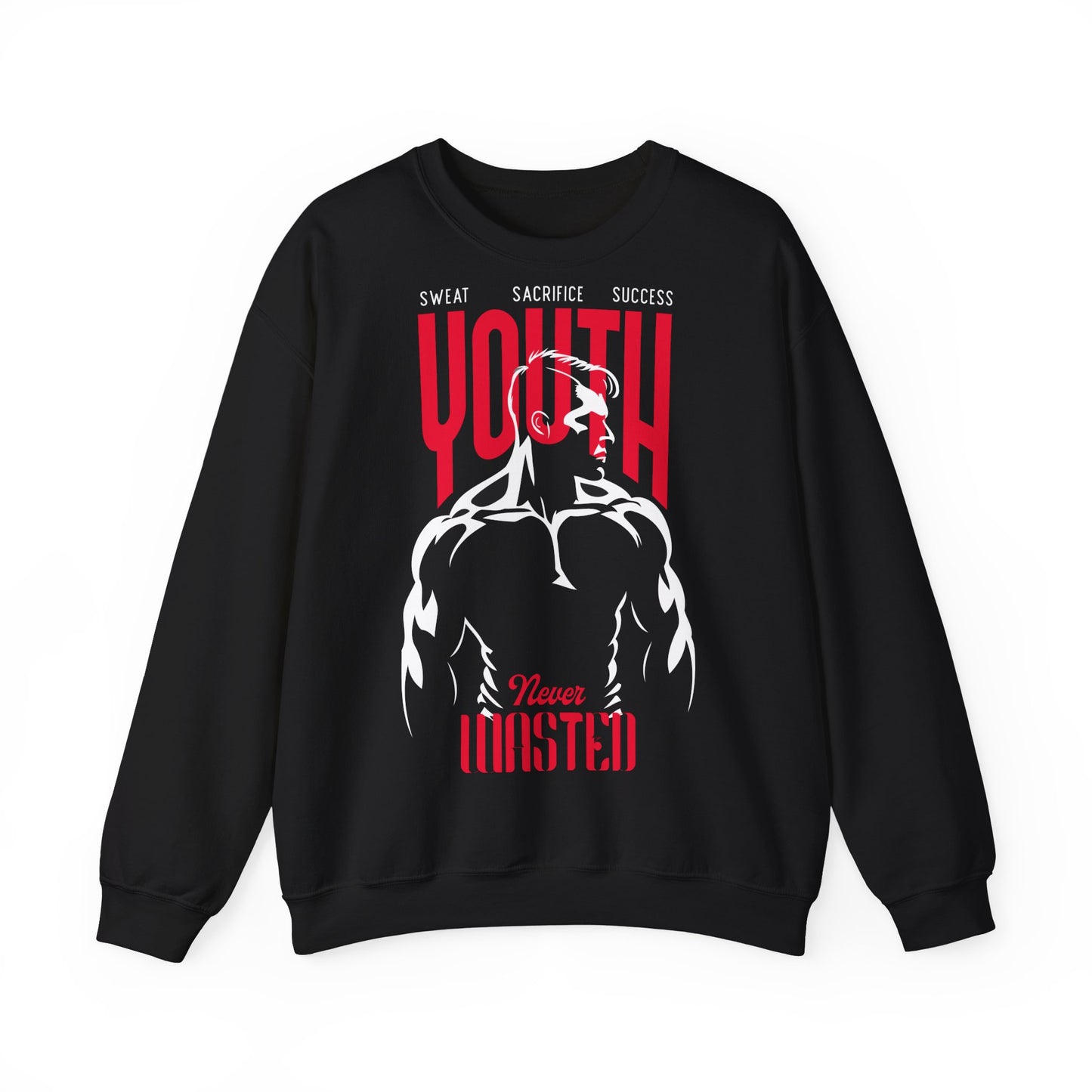 Youth Never Wasted Unisex Heavy Blend™ Crewneck Sweatshirt - Motivational Fitness Apparel