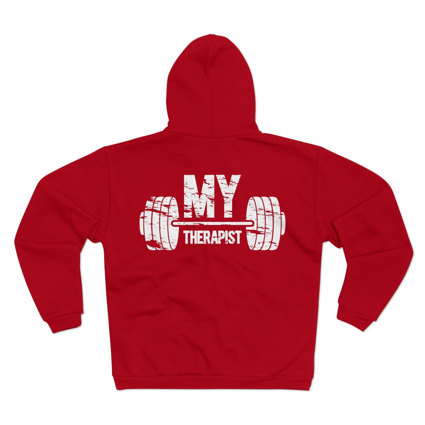 Funny Gym Lover's Unisex Hooded Zip Sweatshirt - 'My Therapist' Design