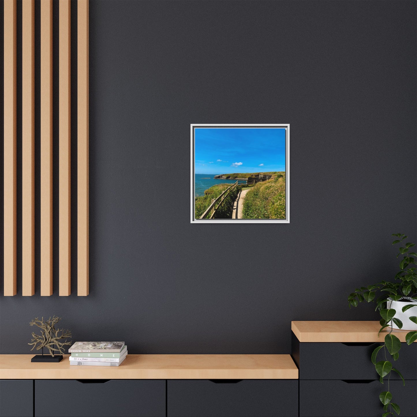 Cliff Trail Ballybunion Matte Canvas, Framed (Multi-color)