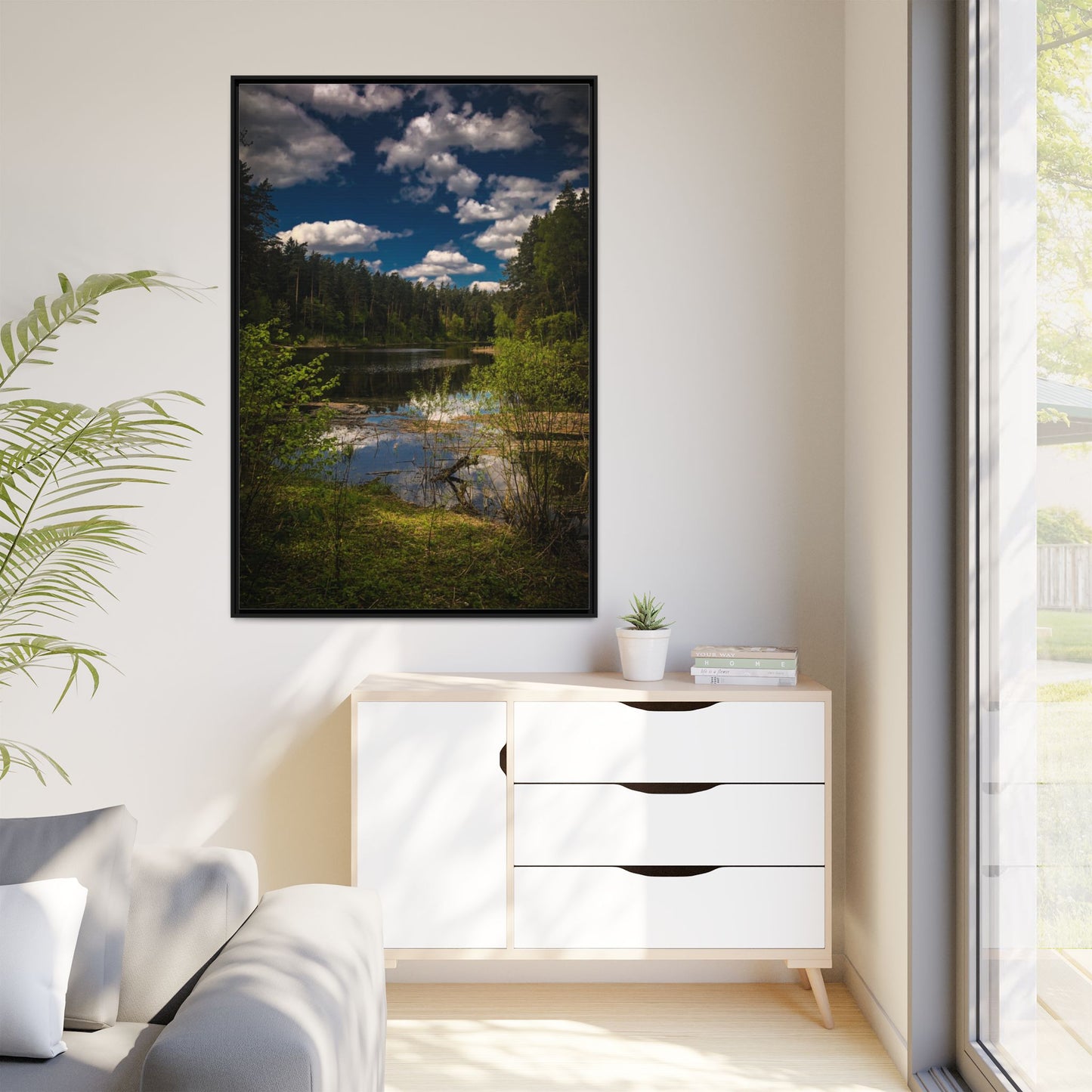 Vilnius Lake Matte Canvas, Framed (Multi-color)