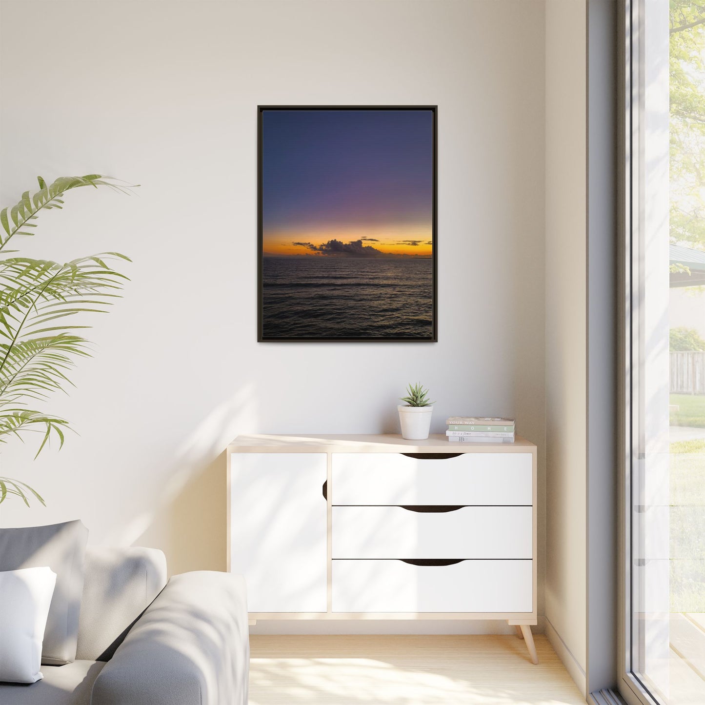 Sunset in Ocean 2 Matte Canvas, Framed (Multi-color)