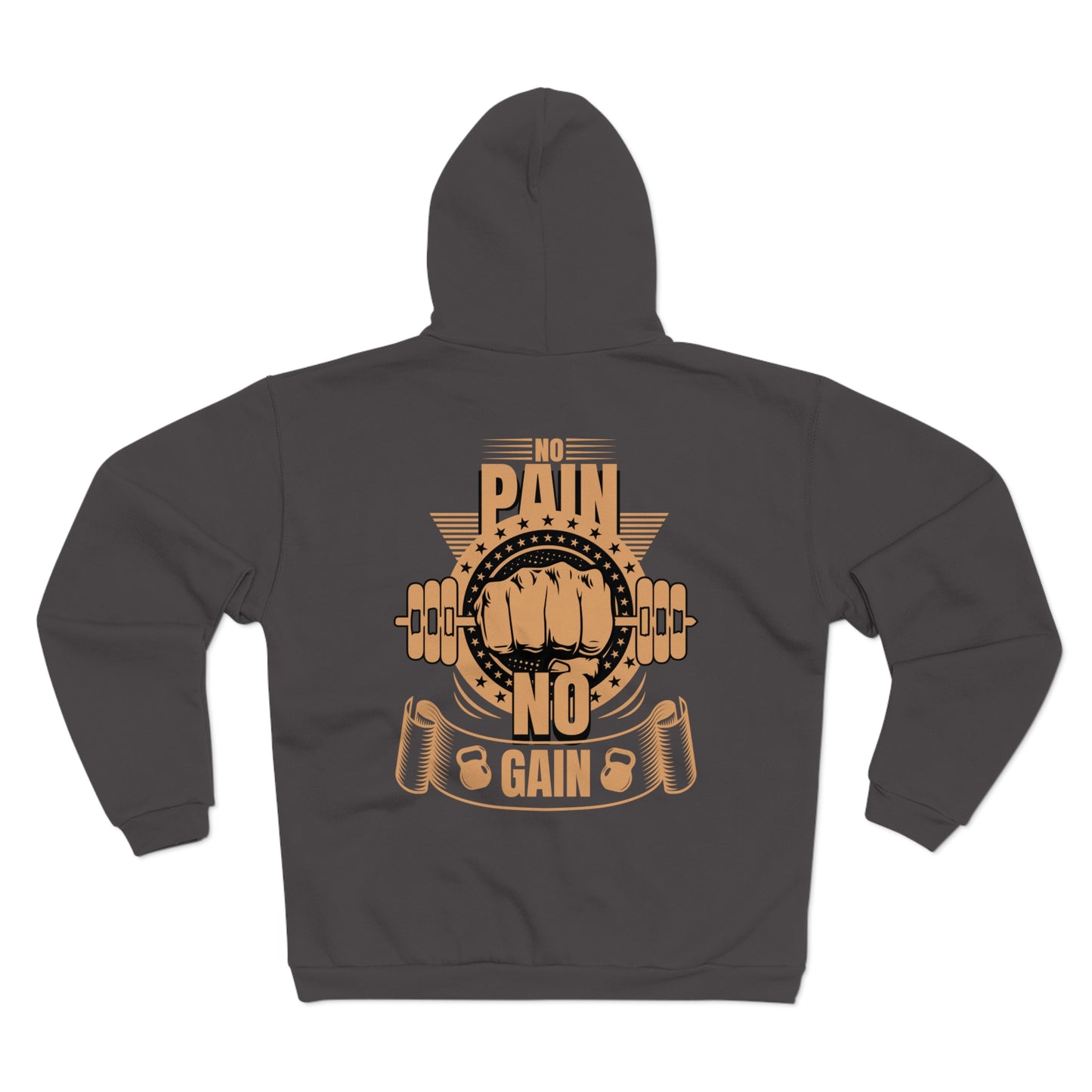 Motivational "No Pain No Gain" Unisex Hooded Zip Sweatshirt - Perfect for Gym Enthusiasts