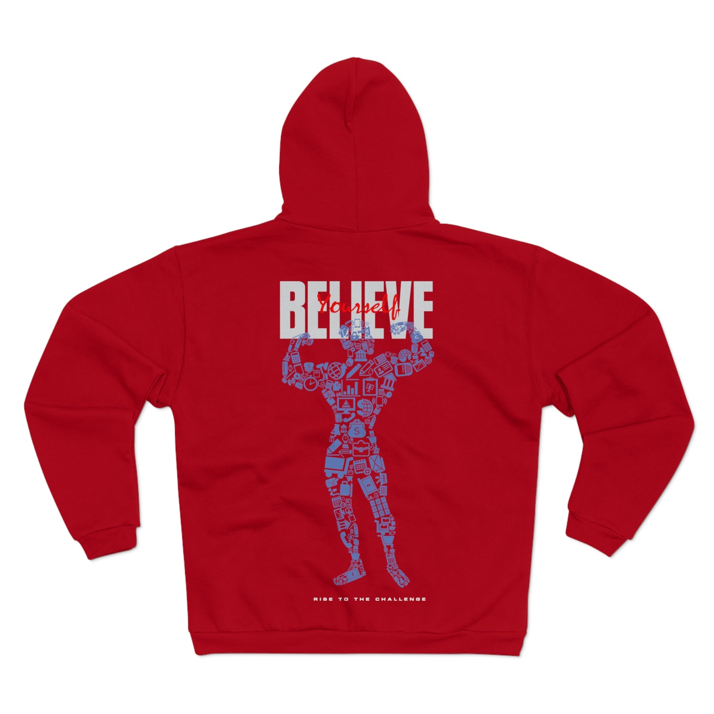 Motivational Zip-Up Hoodie - 'Believe' Design for Everyday Inspiration