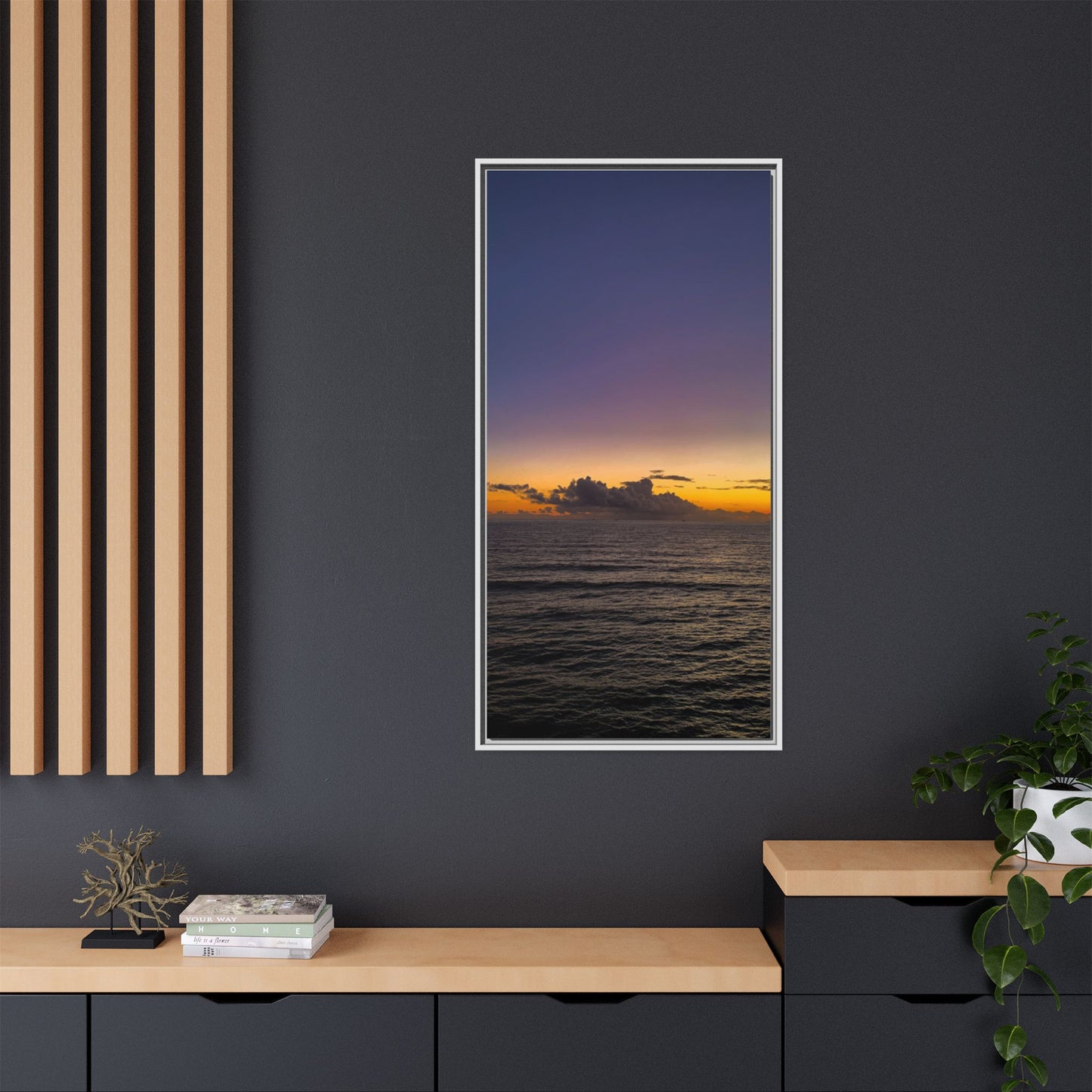 Sunset in Ocean 2 Matte Canvas, Framed (Multi-color)