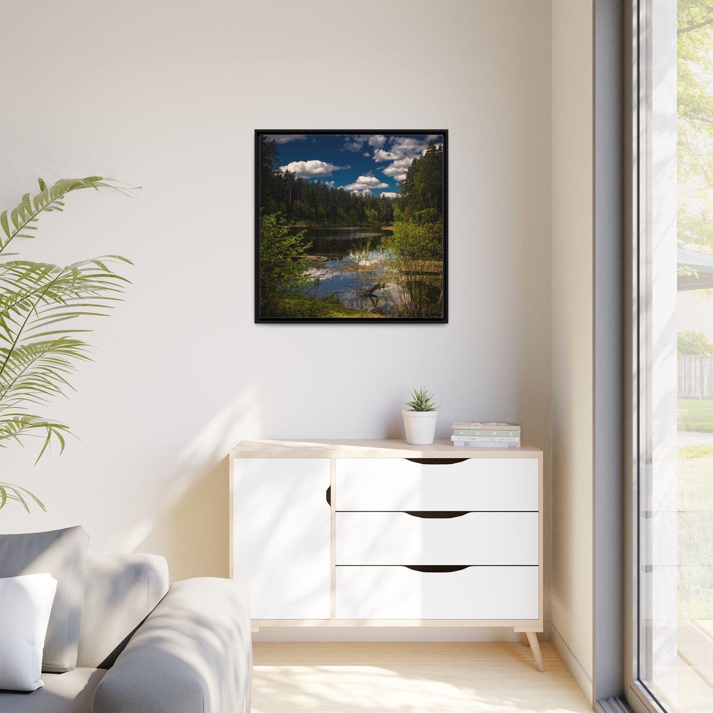 Vilnius Lake Matte Canvas, Framed (Multi-color)