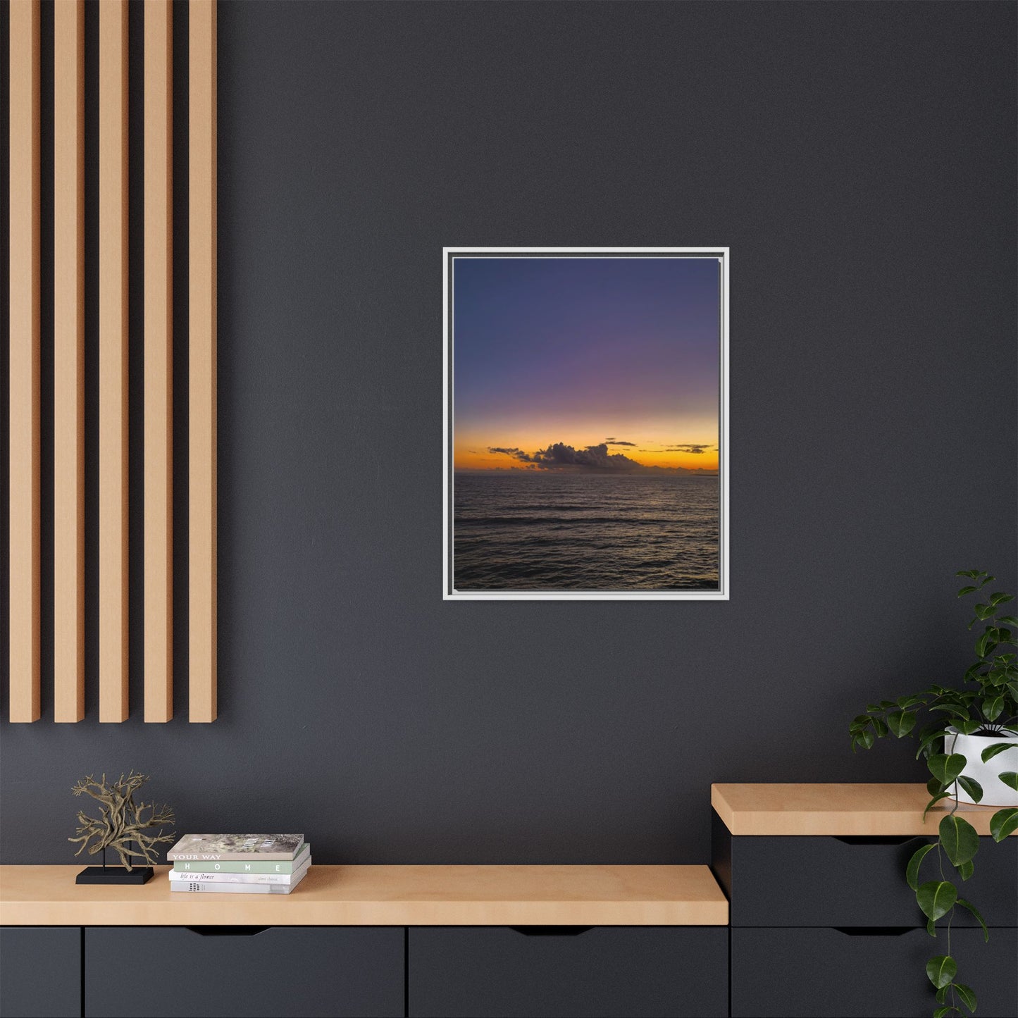 Sunset in Ocean 2 Matte Canvas, Framed (Multi-color)