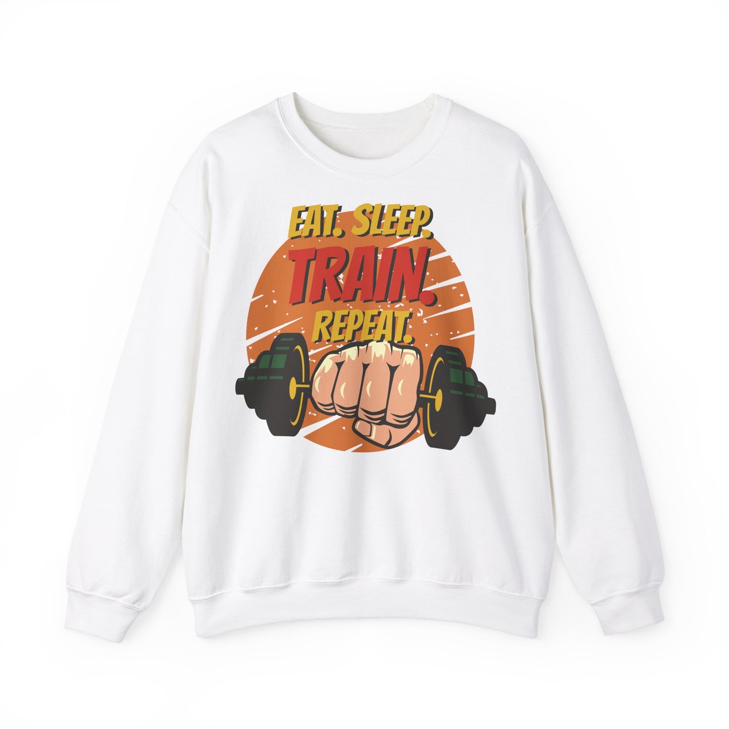 Fitness Enthusiast Crewneck Sweatshirt - 'Eat Sleep Train Repeat' Design