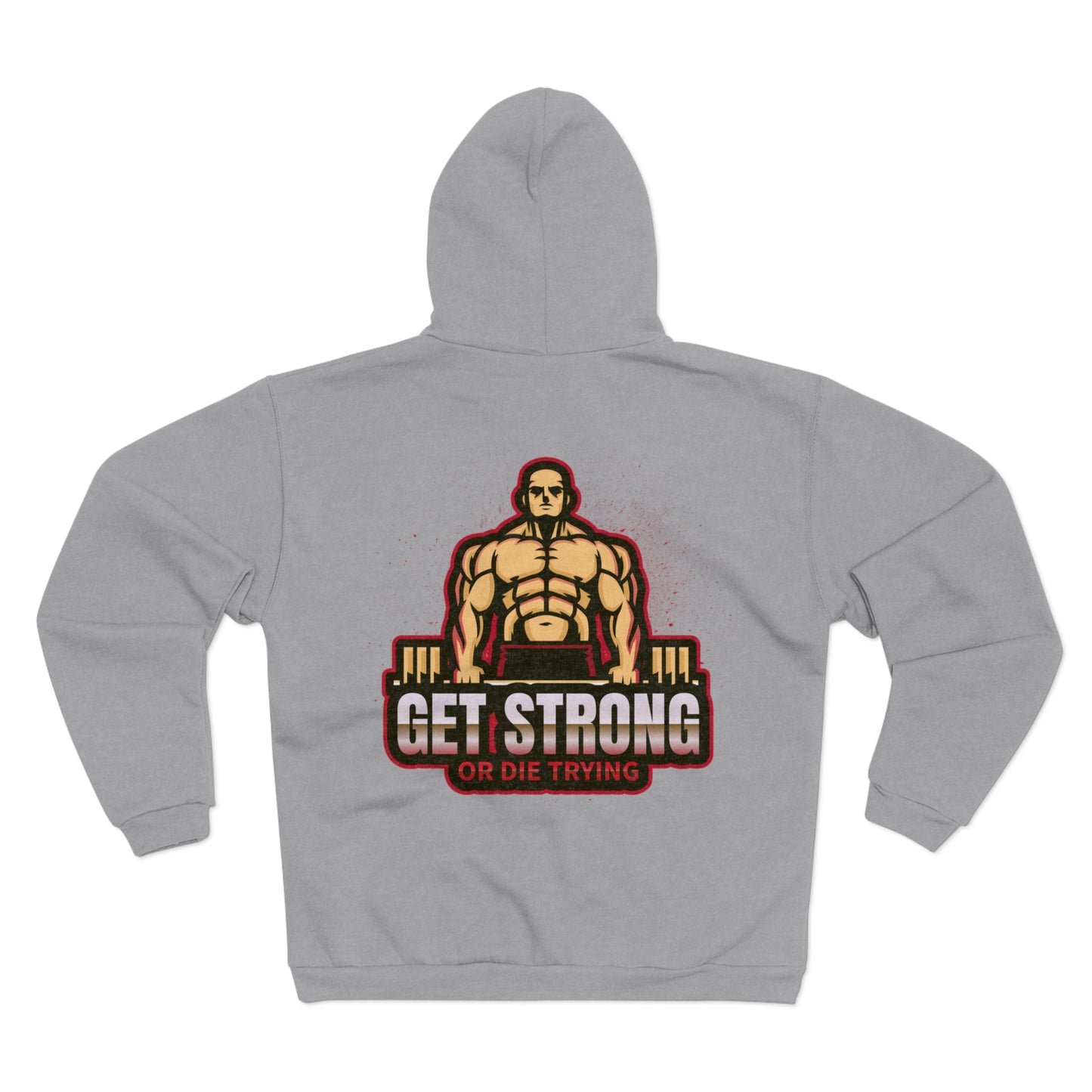 Get Strong Unisex Hooded Zip Sweatshirt - Fitness Motivational Hoodie