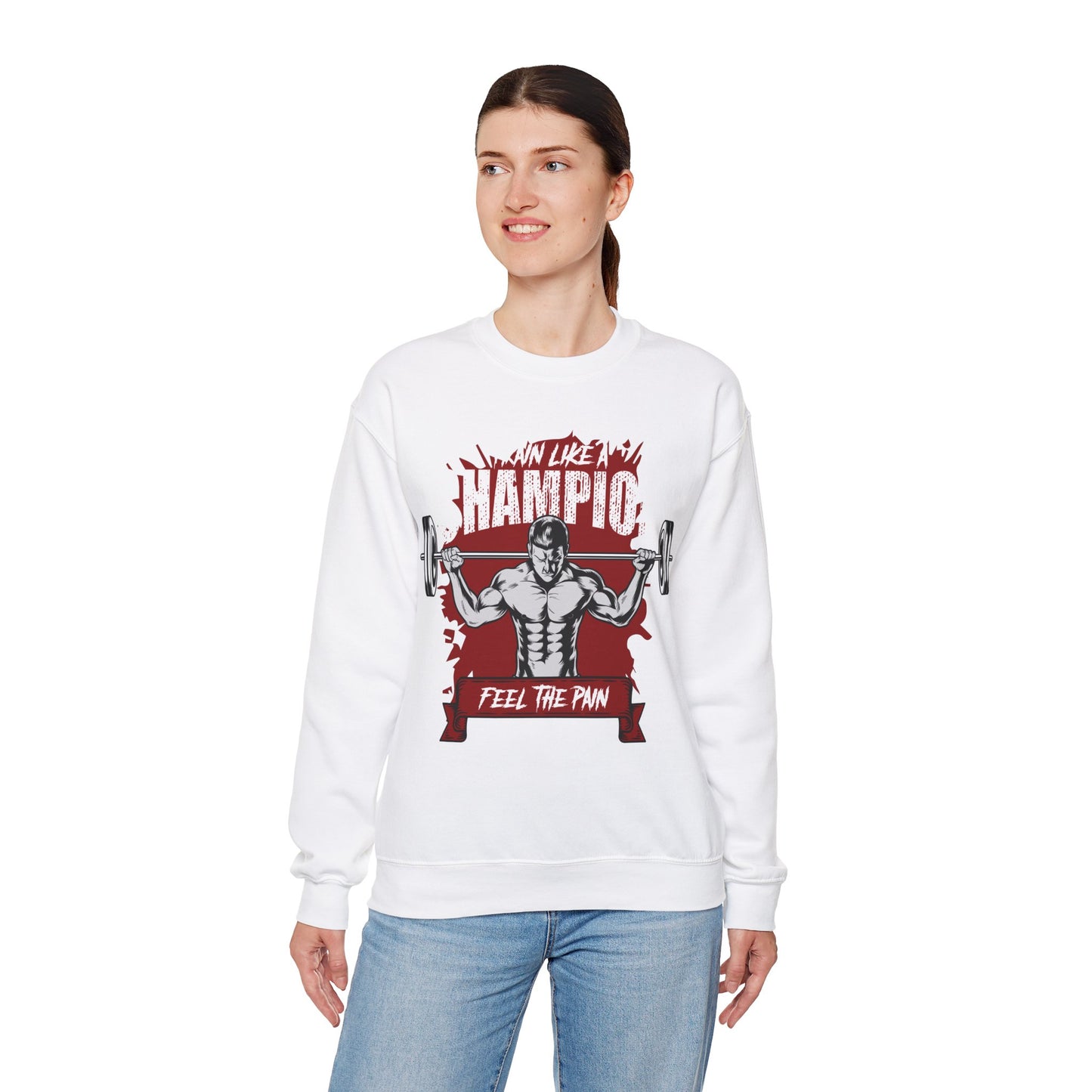 Champion Workout Unisex Heavy Blend™ Crewneck Sweatshirt - Feel the Pain Fitness Sweatshirt