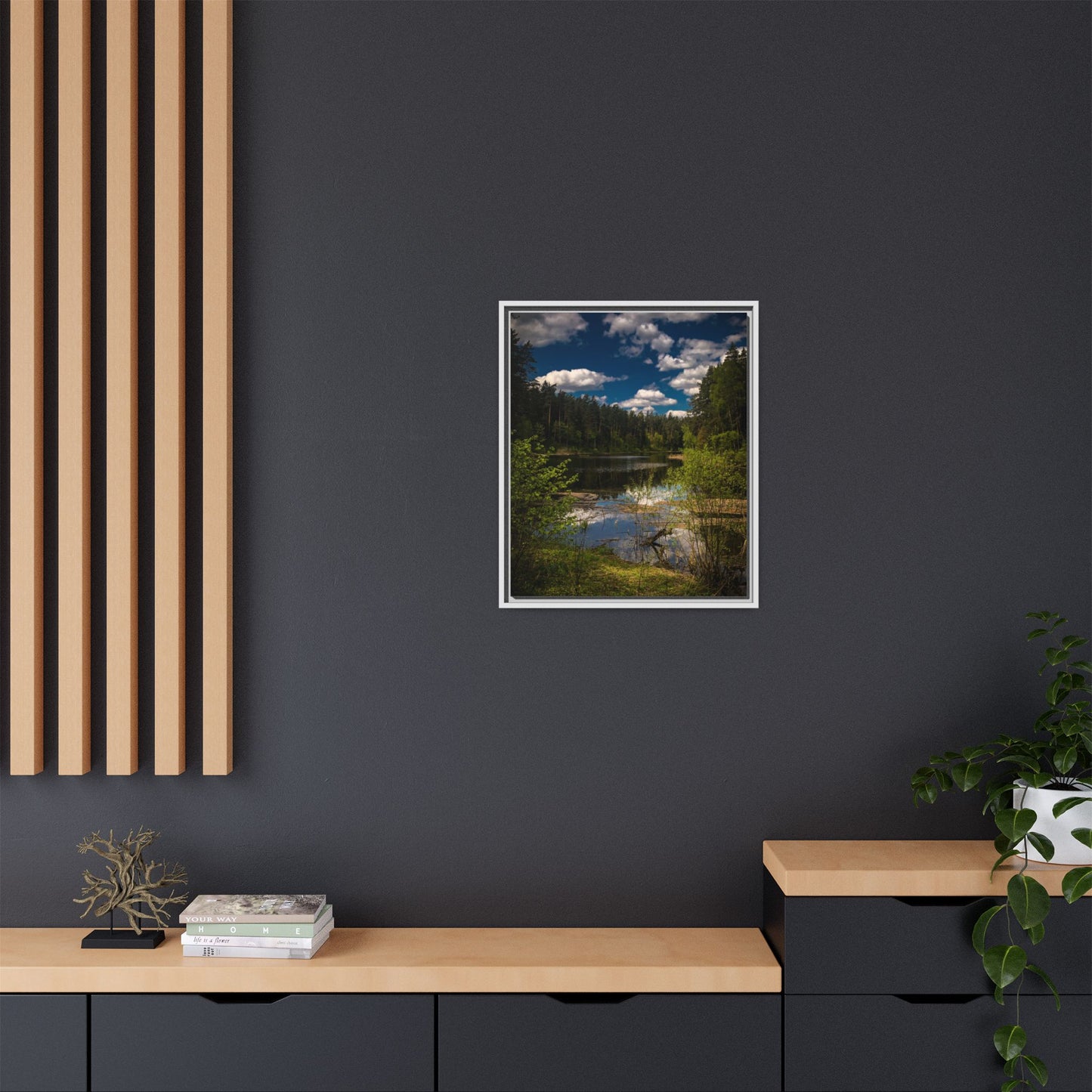 Vilnius Lake Matte Canvas, Framed (Multi-color)