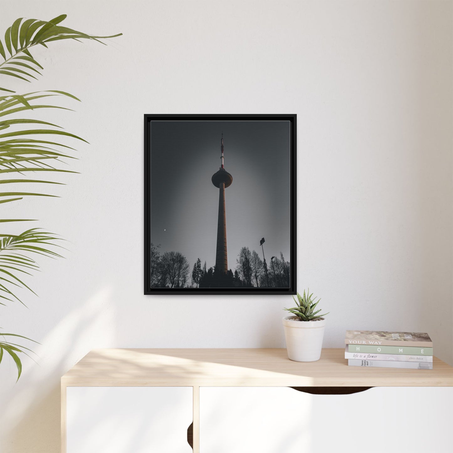 TV Tower Matte Canvas, Framed (Multi-color)