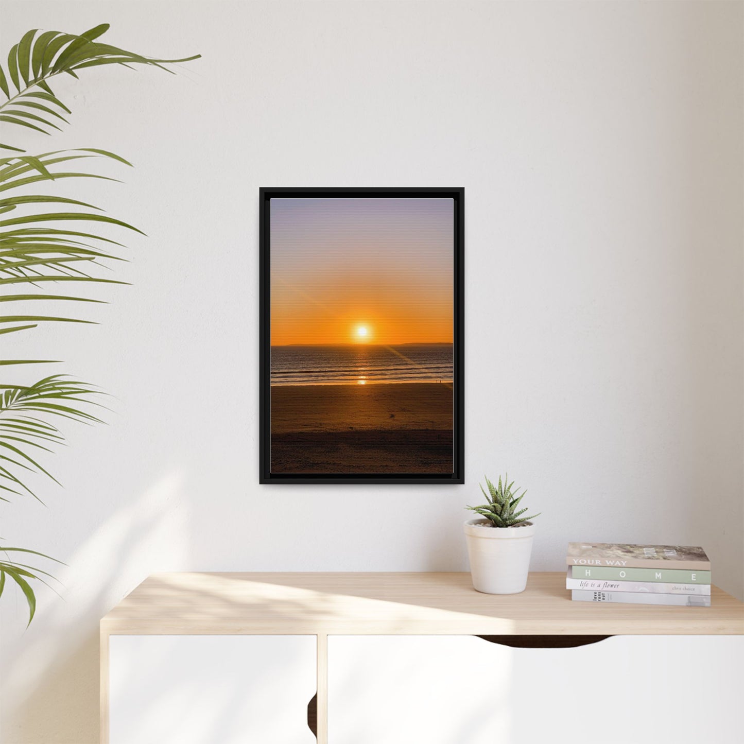 Sunset in Ocean Matte Canvas, Framed (Multi-color)
