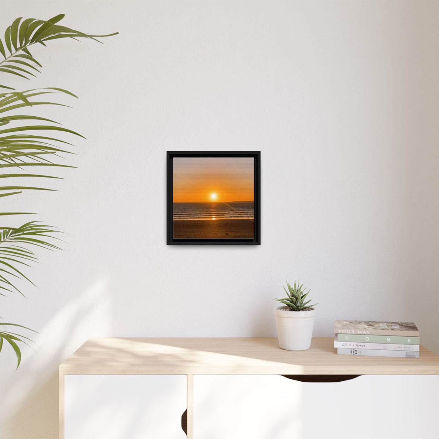 Sunset in Ocean Matte Canvas, Framed (Multi-color)