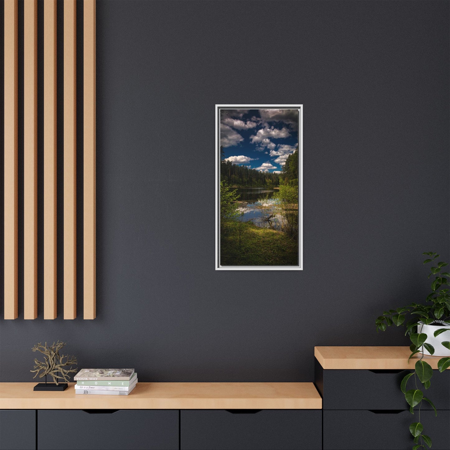 Vilnius Lake Matte Canvas, Framed (Multi-color)