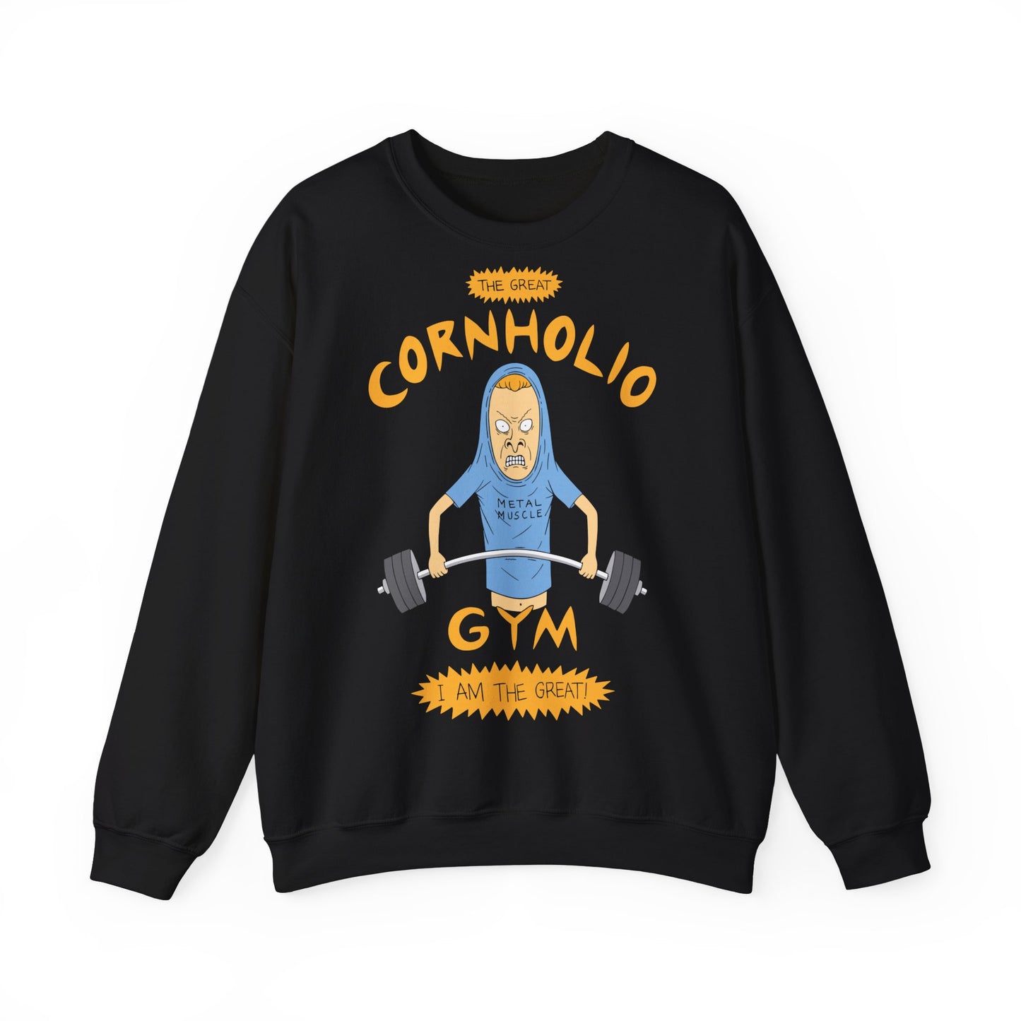 Cornholio Gym Heavy Blend Crewneck Sweatshirt - Funny Fitness Apparel Black