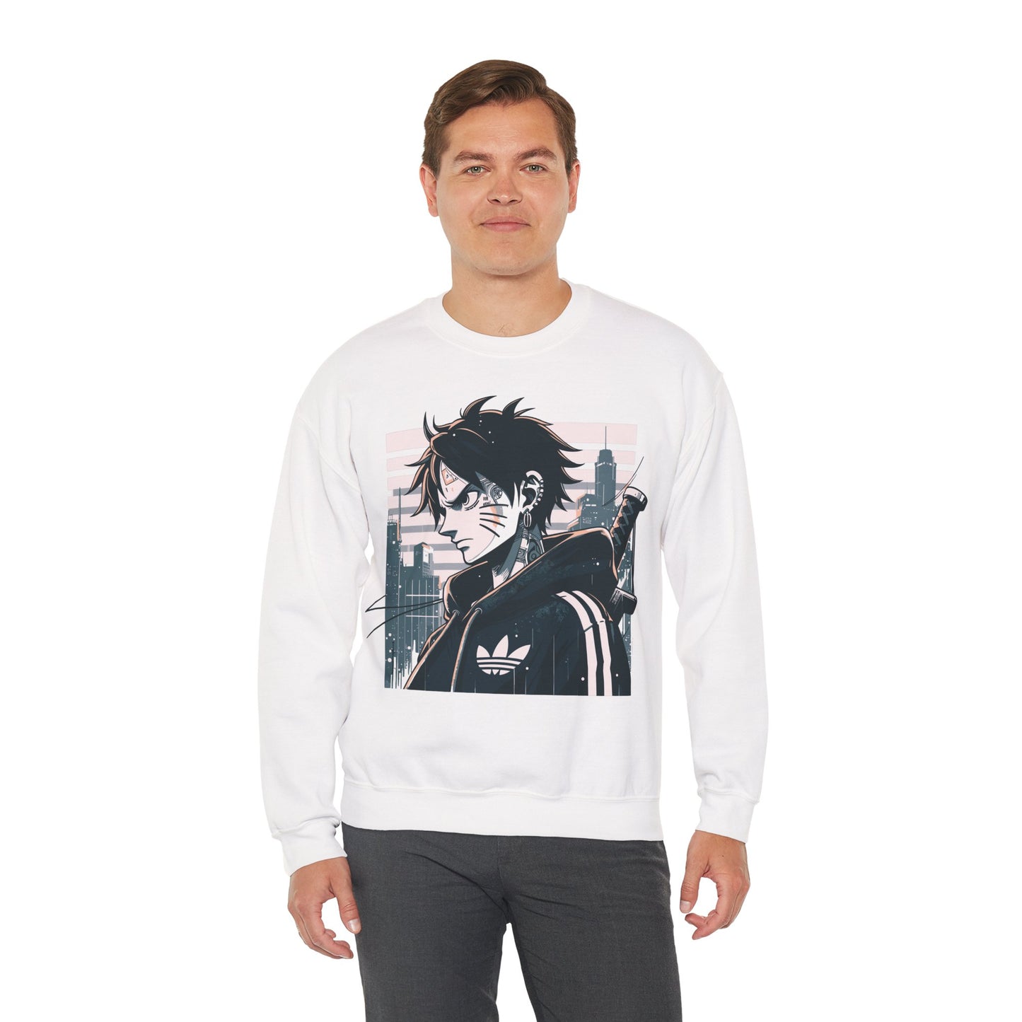Urban Anime Graphic Crewneck Sweatshirt for Casual Style