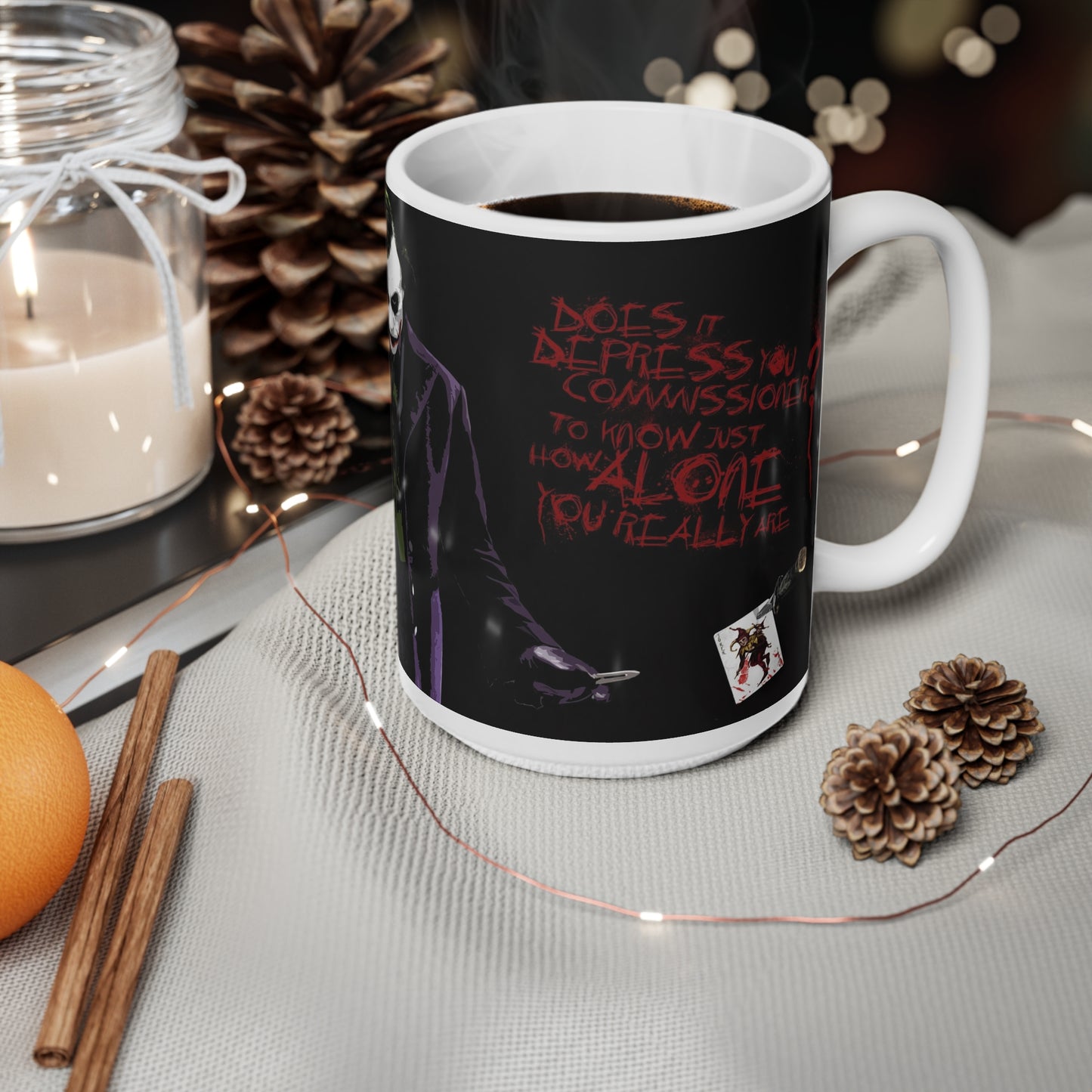 Joker-Themed Ceramic Coffee Mug - 11oz & 15oz - Perfect for Comic Fans & Gift Giving