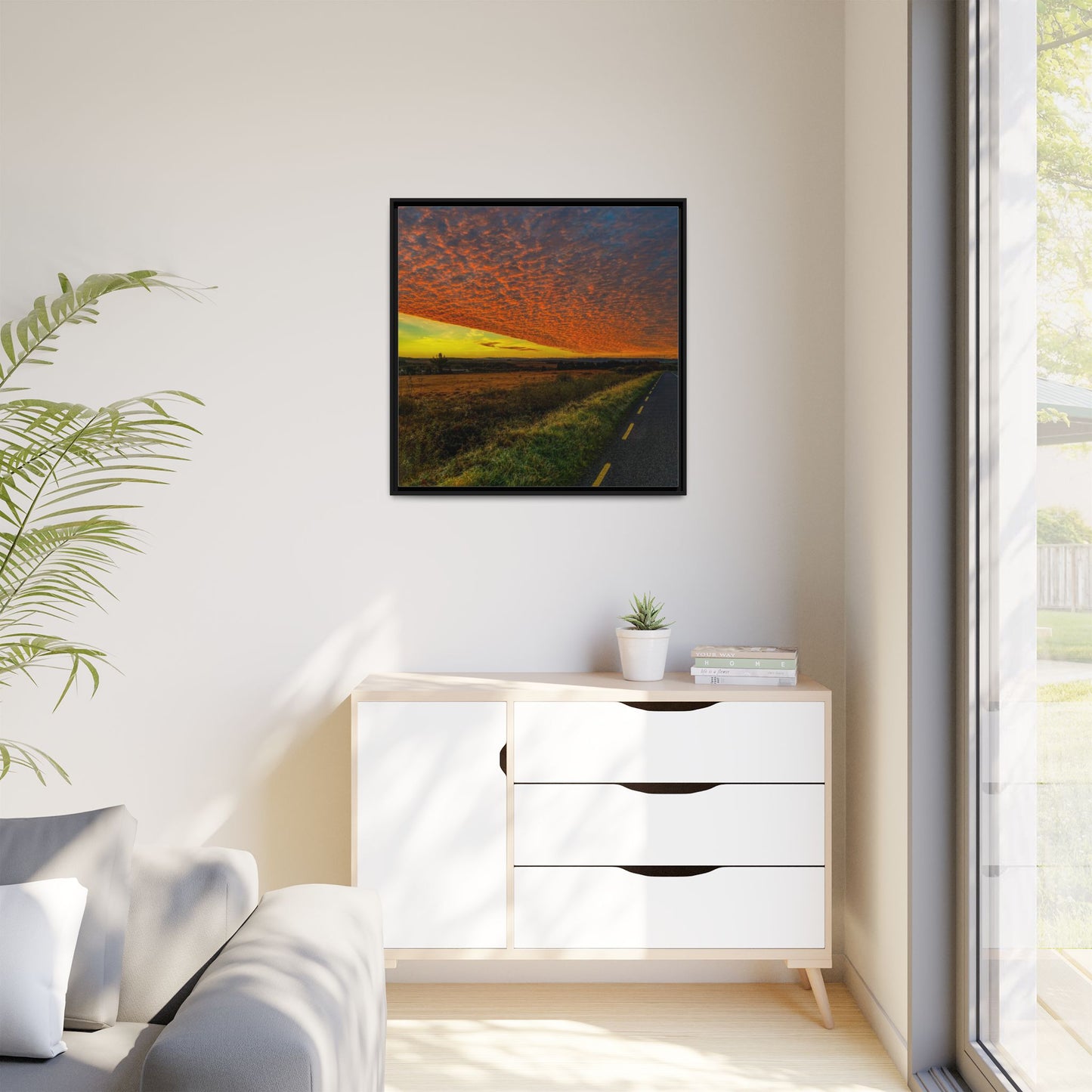 Cloudy Sunset Matte Canvas, Framed (Multi-color)