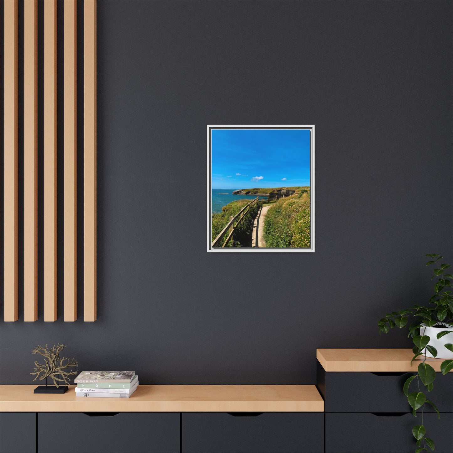 Cliff Trail Ballybunion Matte Canvas, Framed (Multi-color)