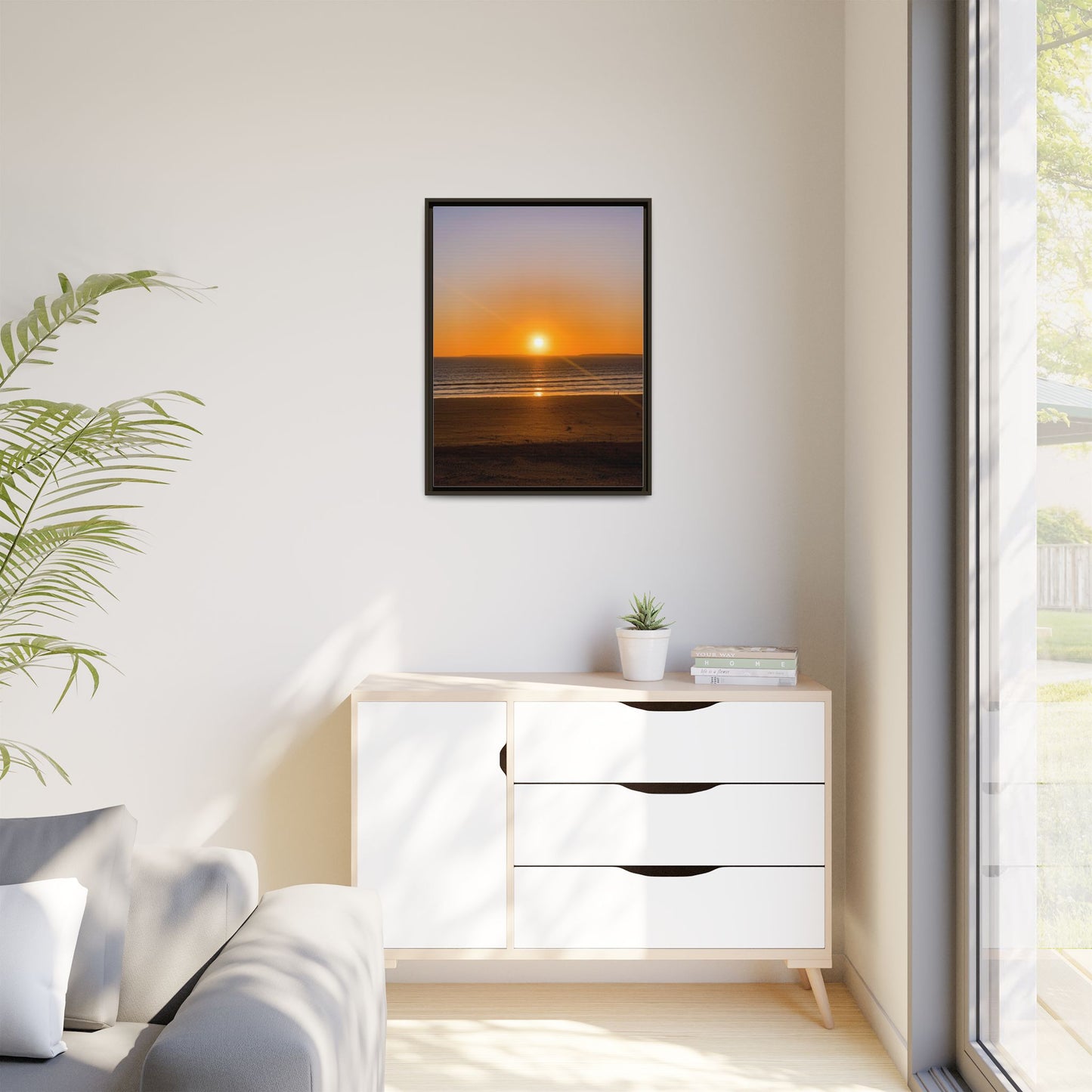 Sunset in Ocean Matte Canvas, Framed (Multi-color)