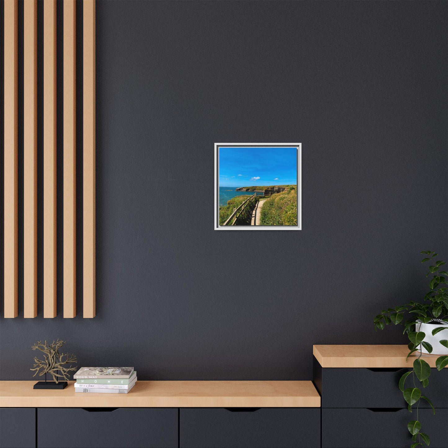 Cliff Trail Ballybunion Matte Canvas, Framed (Multi-color)
