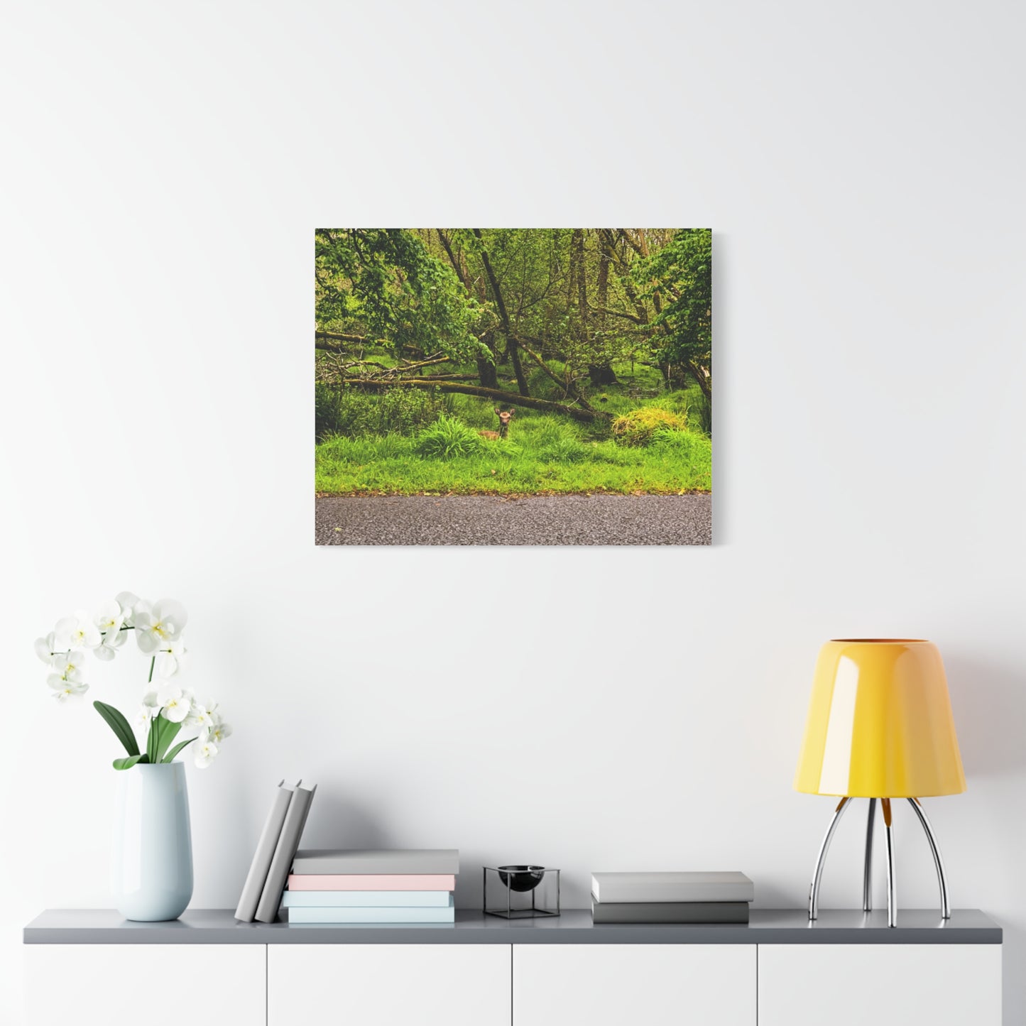 Deer in Ditch Matte Canvas, Stretched, 1.25"