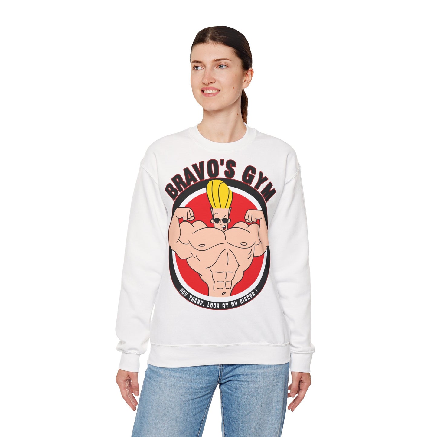 Bravo's Gym Unisex Crewneck Sweatshirt - Fitness Apparel for Gym Enthusiasts White