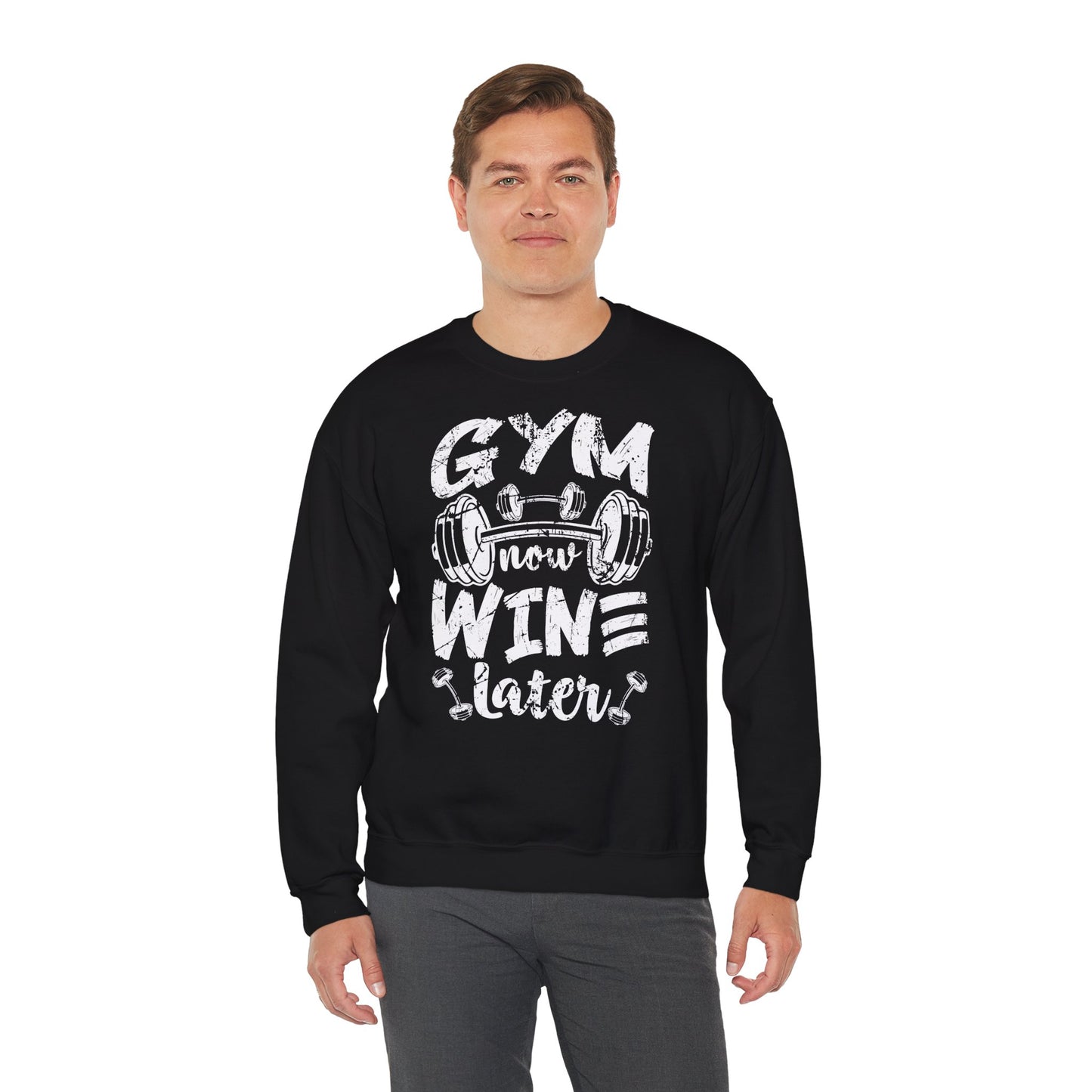 Gym Now Wine Later Crewneck Sweatshirt - Unisex Fitness Apparel
