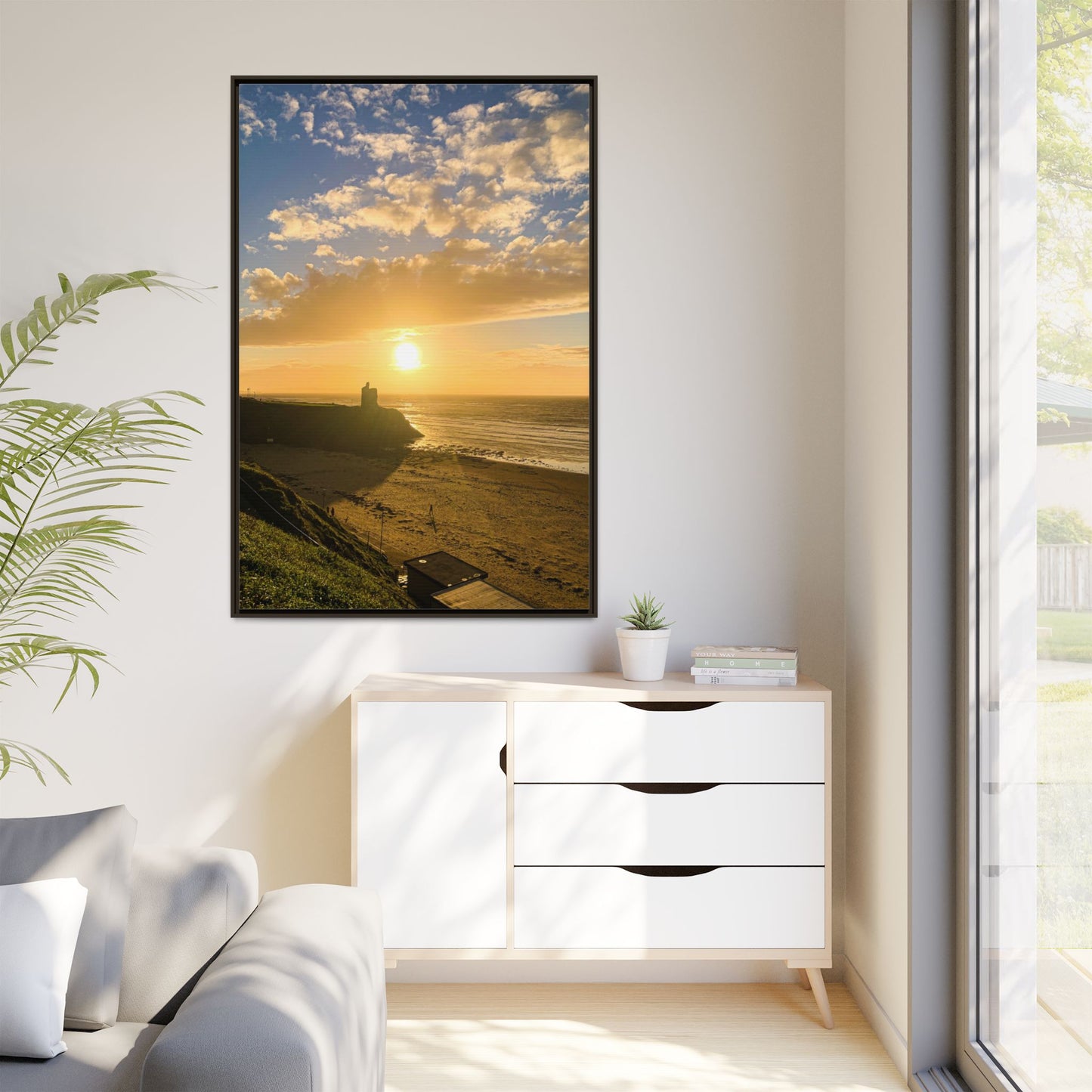 Ballybunion Sunset Castle Matte Canvas, Framed (Multi-color)