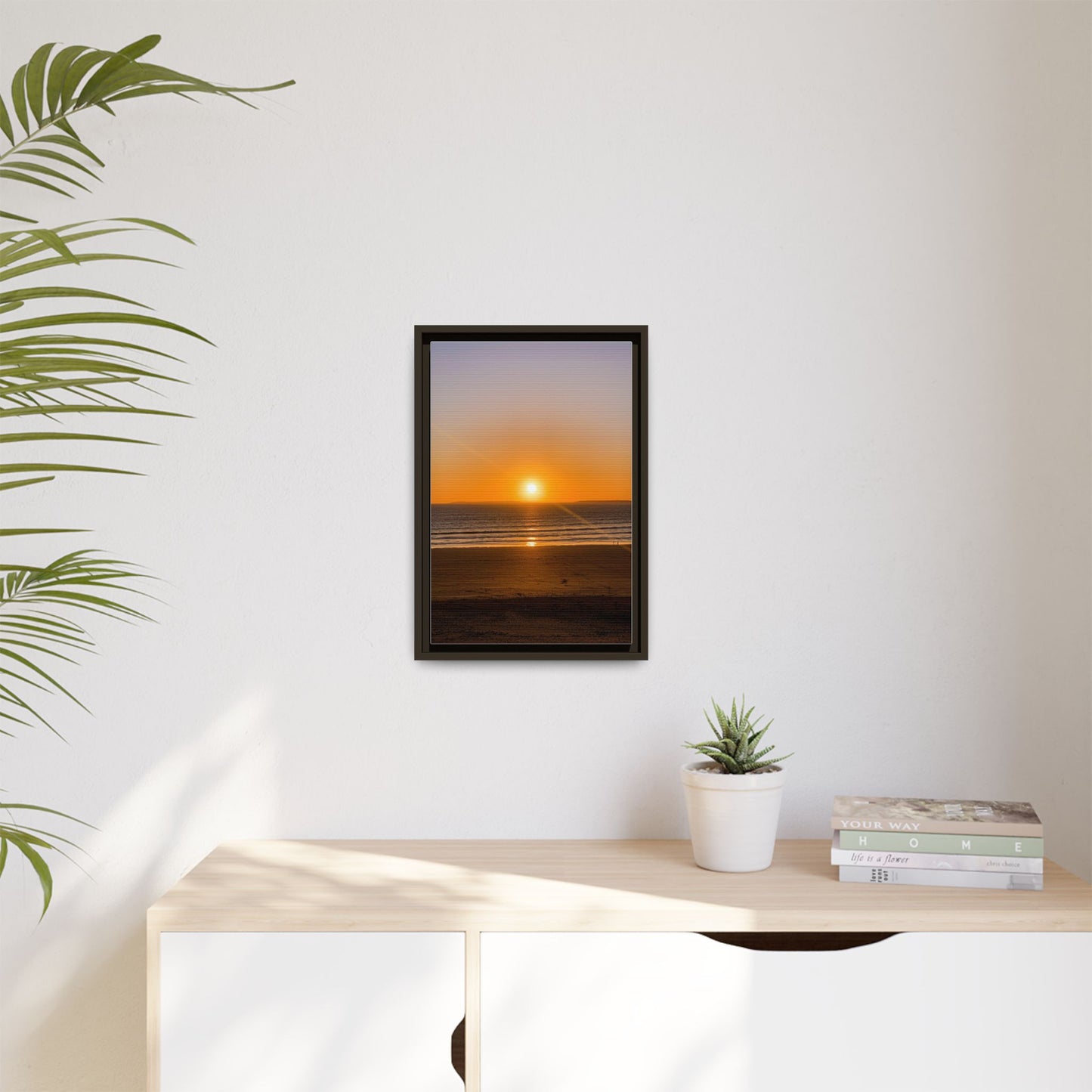 Sunset in Ocean Matte Canvas, Framed (Multi-color)