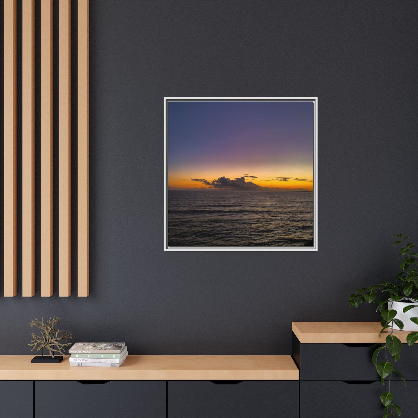 Sunset in Ocean 2 Matte Canvas, Framed (Multi-color)