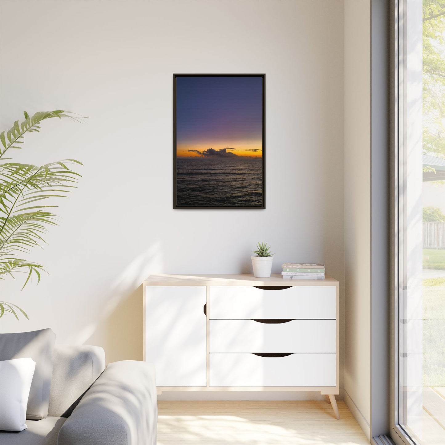 Sunset in Ocean 2 Matte Canvas, Framed (Multi-color)