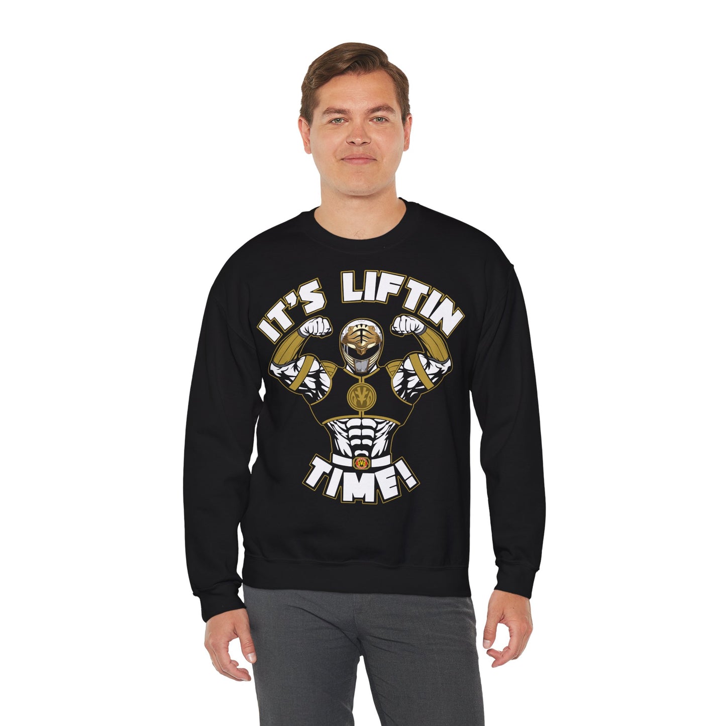 Fitness Inspired Unisex Crewneck Sweatshirt - "It's Liftin' Time!" Black