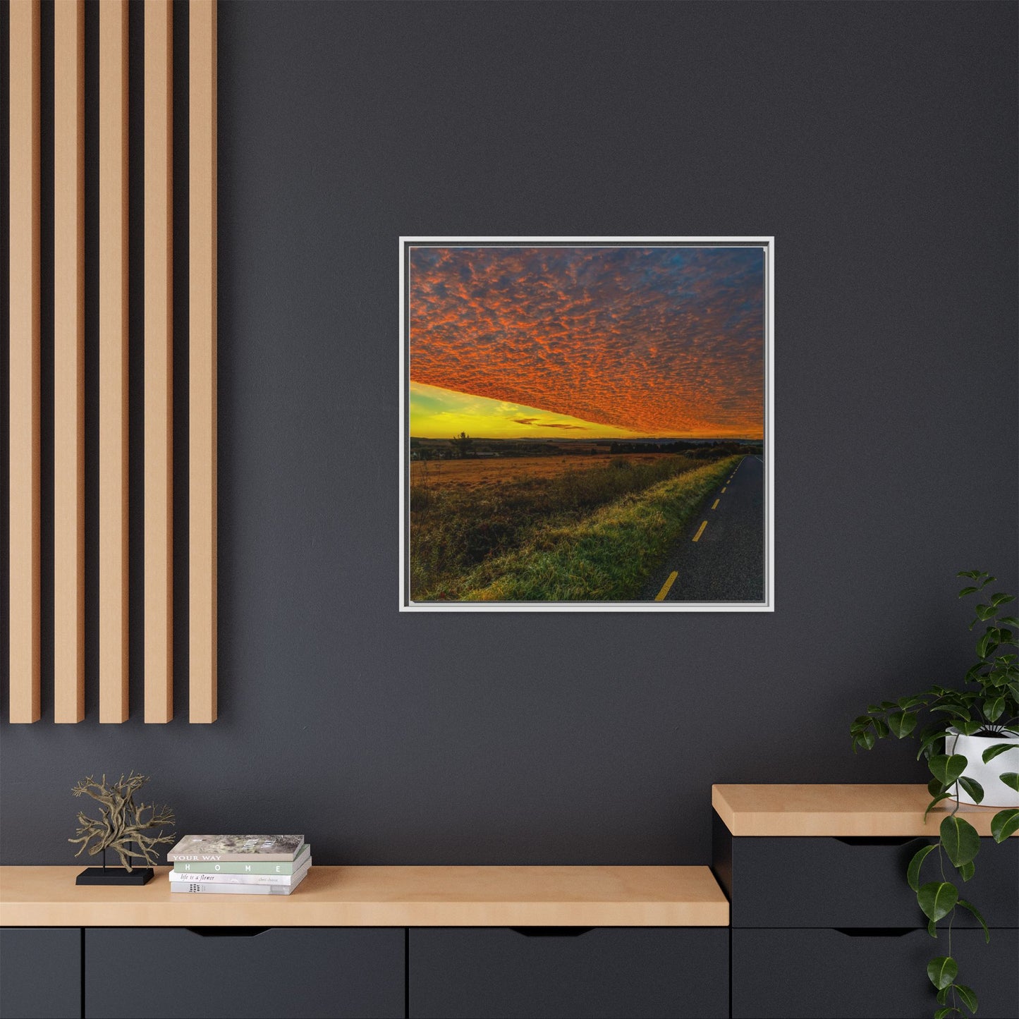 Cloudy Sunset Matte Canvas, Framed (Multi-color)