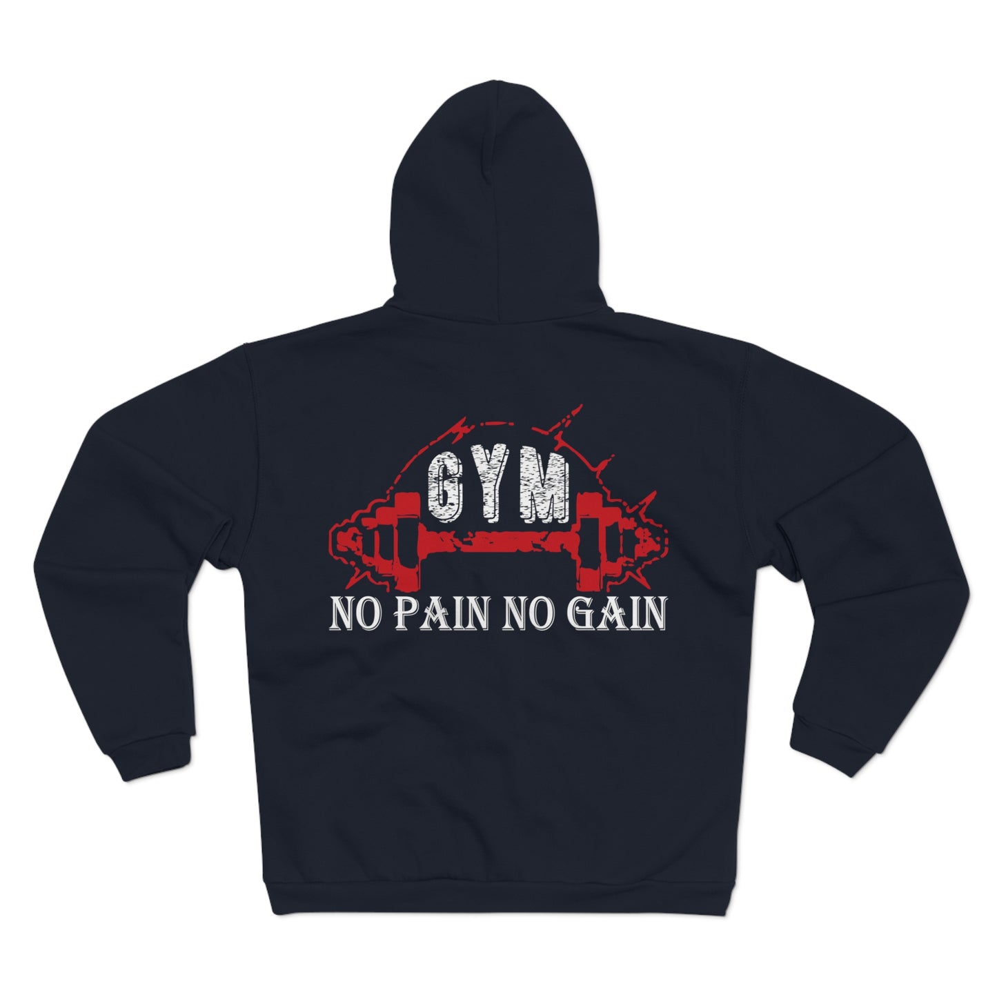 Unisex Gym Zip Sweatshirt - 'No Pain No Gain' - Perfect for Workout Enthusiasts