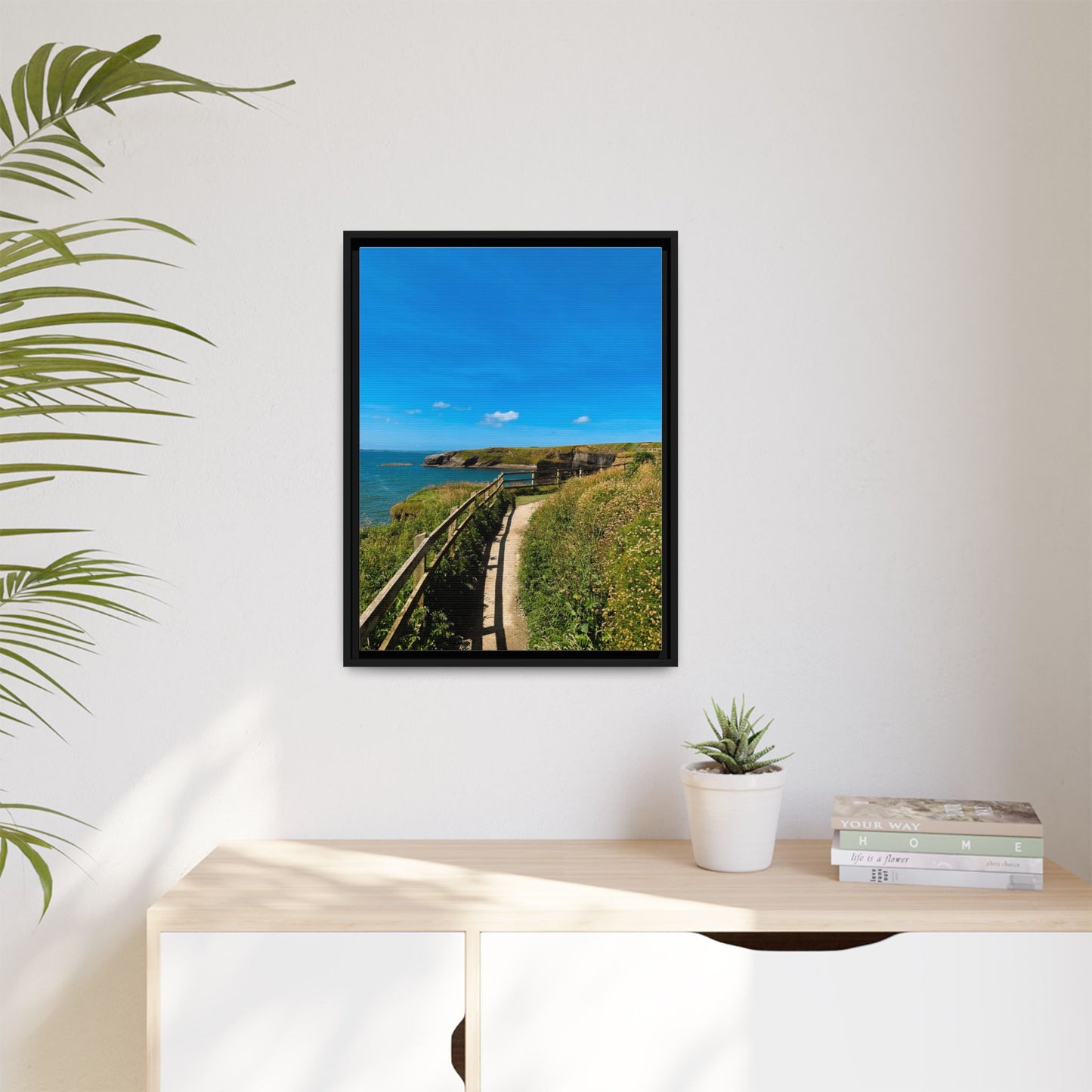 Cliff Trail Ballybunion Matte Canvas, Framed (Multi-color)